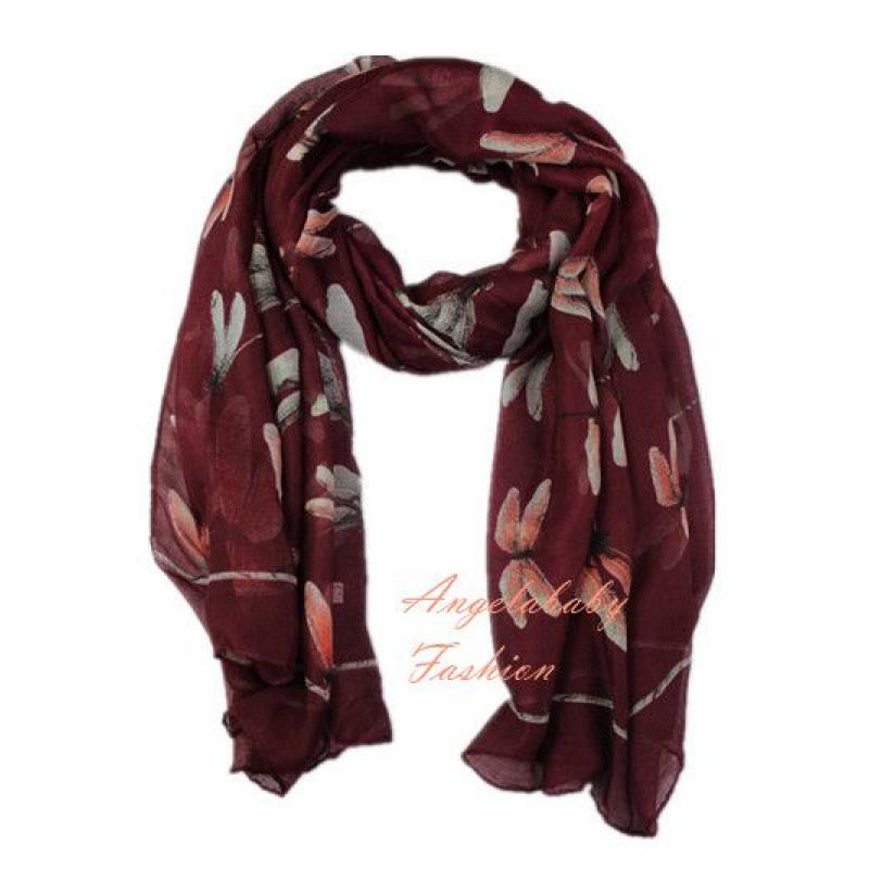 HR1555-23 Multicolour Dragonfly Pattern scarf