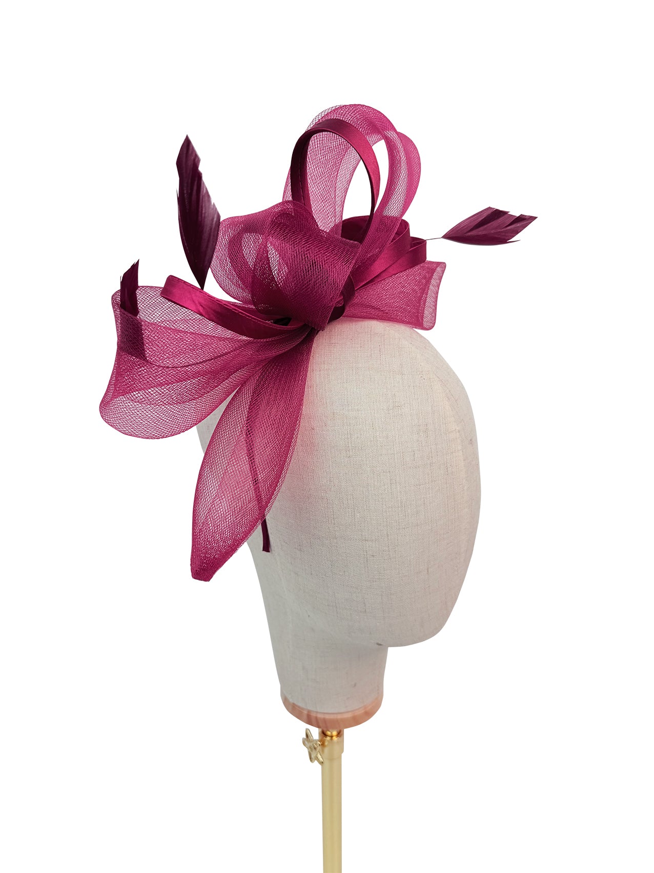 FT4075 Fascinator with Satin Loops and Feathers