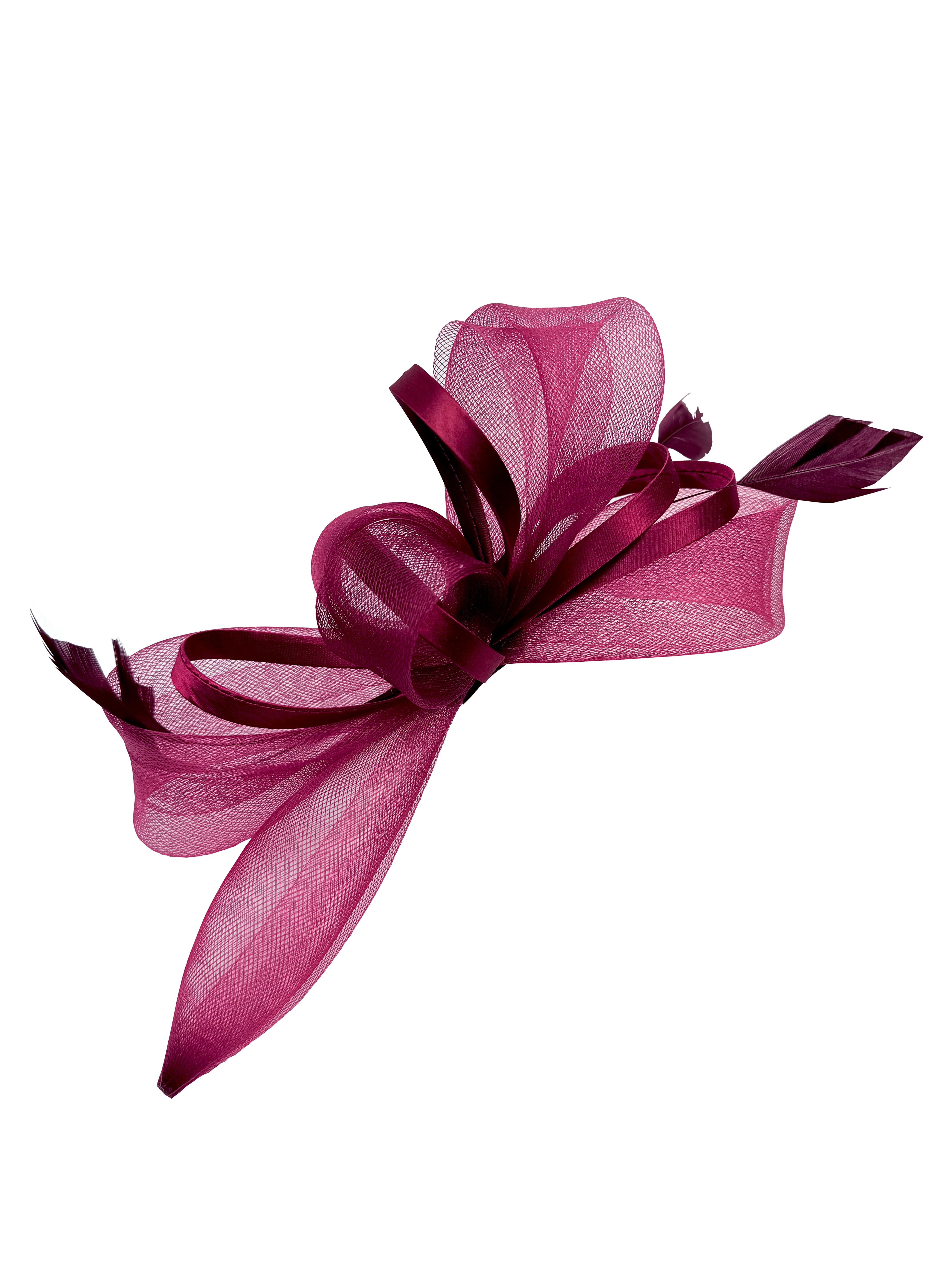 FT4075 Fascinator with Satin Loops and Feathers