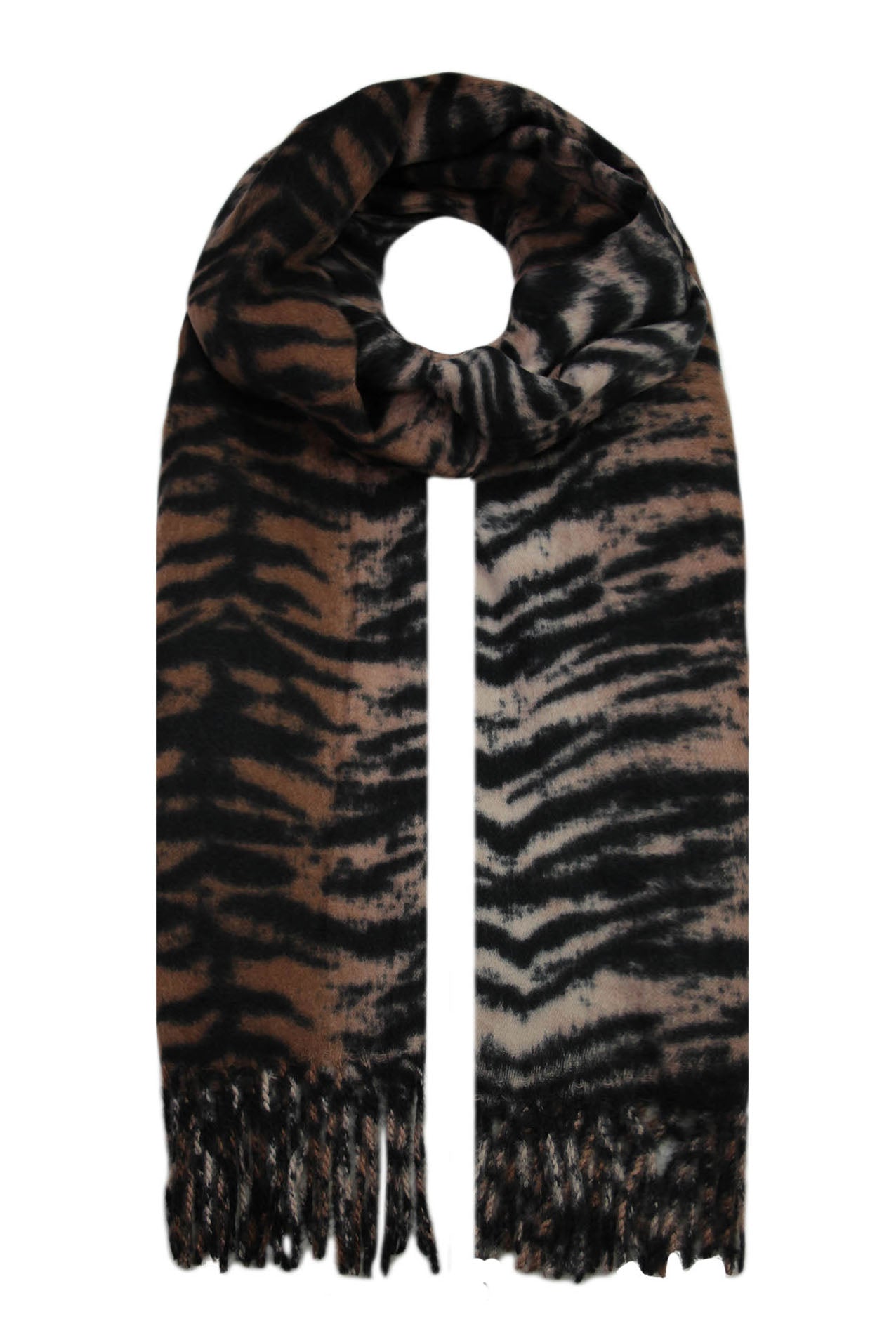 SF19130-109 Tiger Print Wool Blend Winter Scarf