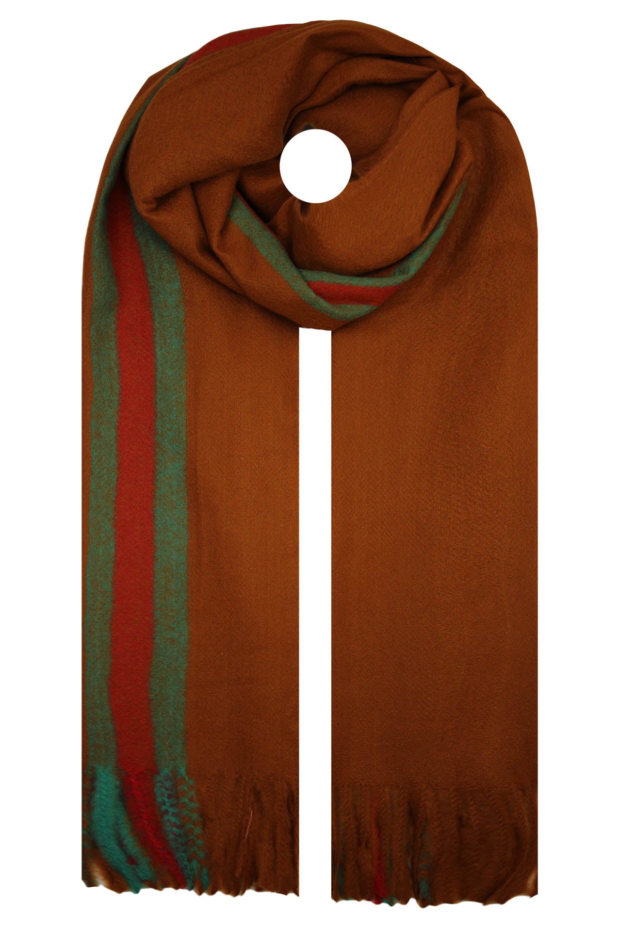 SF19122-082 Bright Wool Blend Scarf with Striped Print