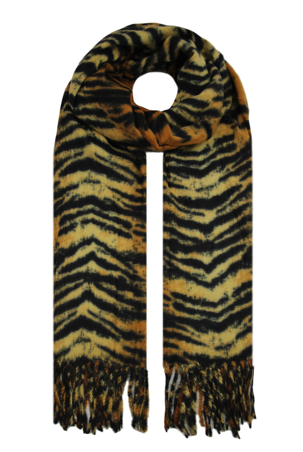 SF19130-109 Tiger Print Wool Blend Winter Scarf