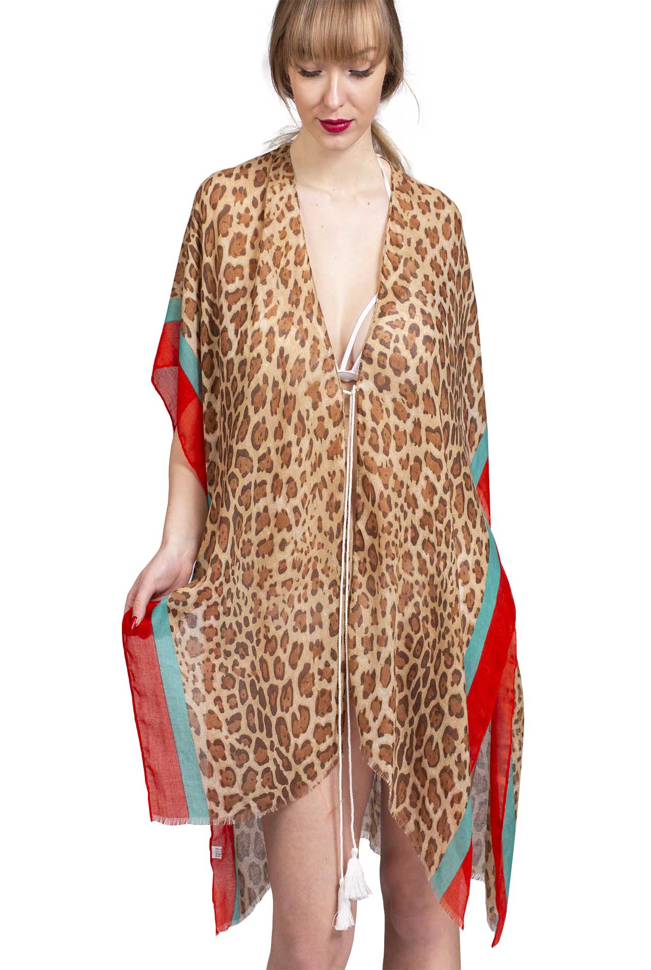 SF19140-047 Soft Print Sarong Dress with Leopard Pattern