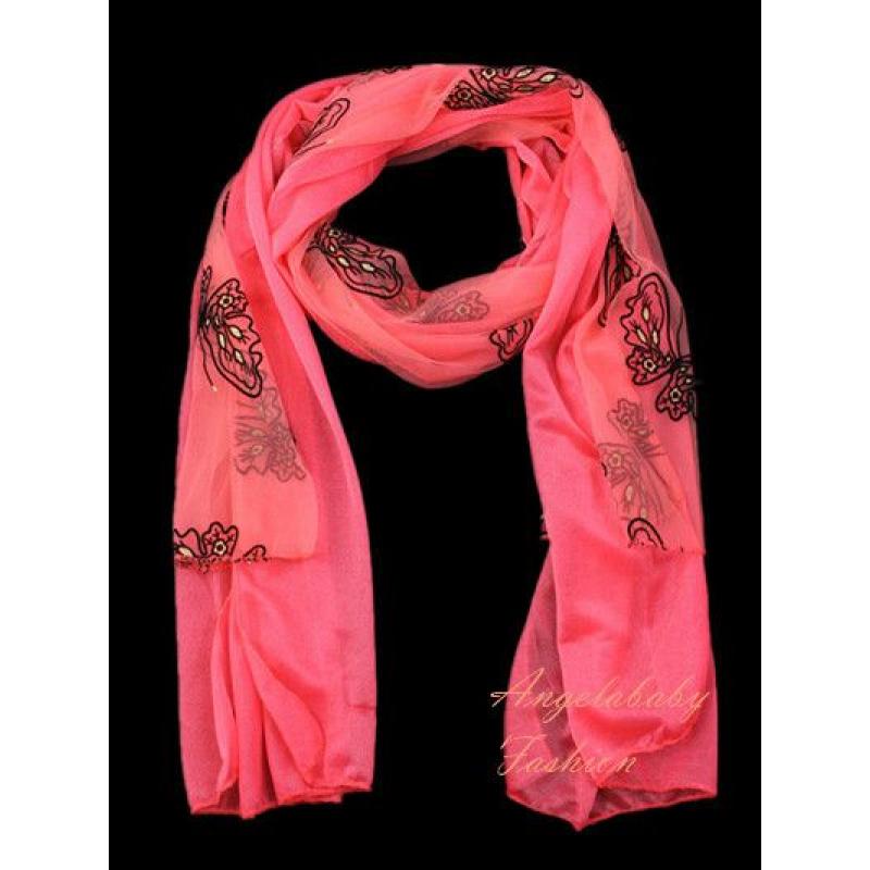 MZY146-41 Varicoloured Detailed Butterfly Print Scarf