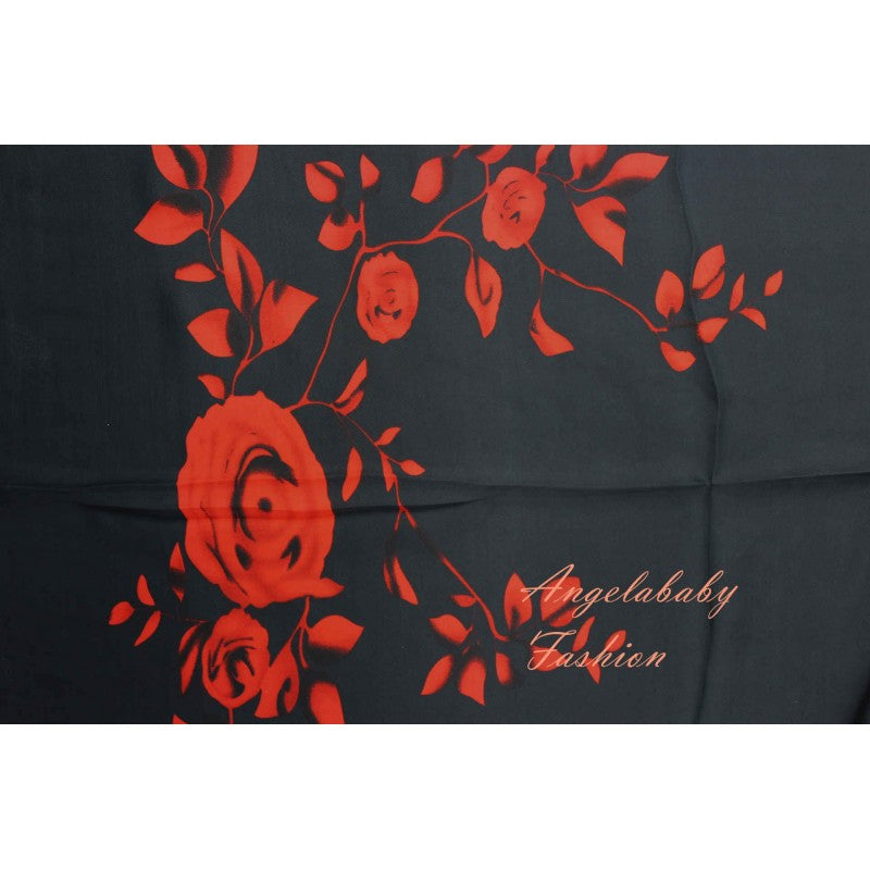 12-88 12 pieces of Rose Printed Chiffon Scarf