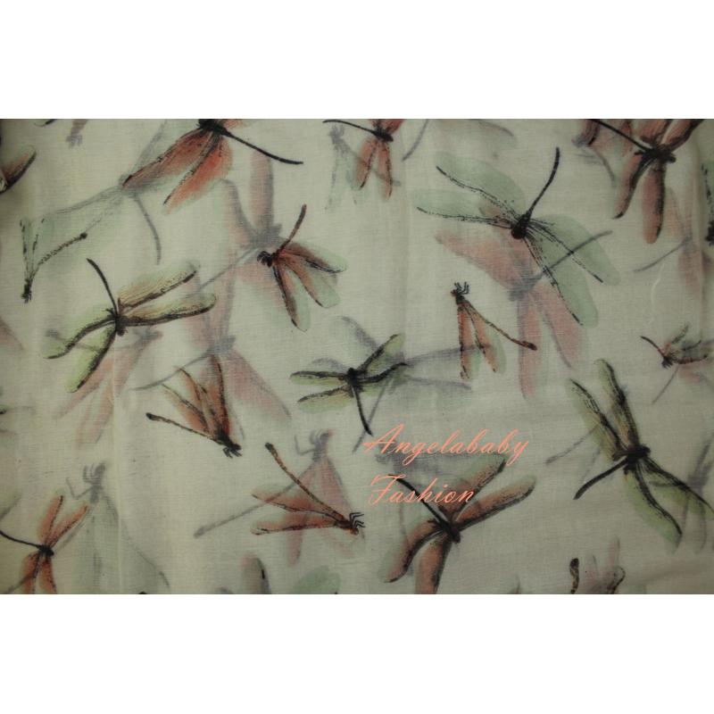 HR1555-23 Multicolour Dragonfly Pattern scarf