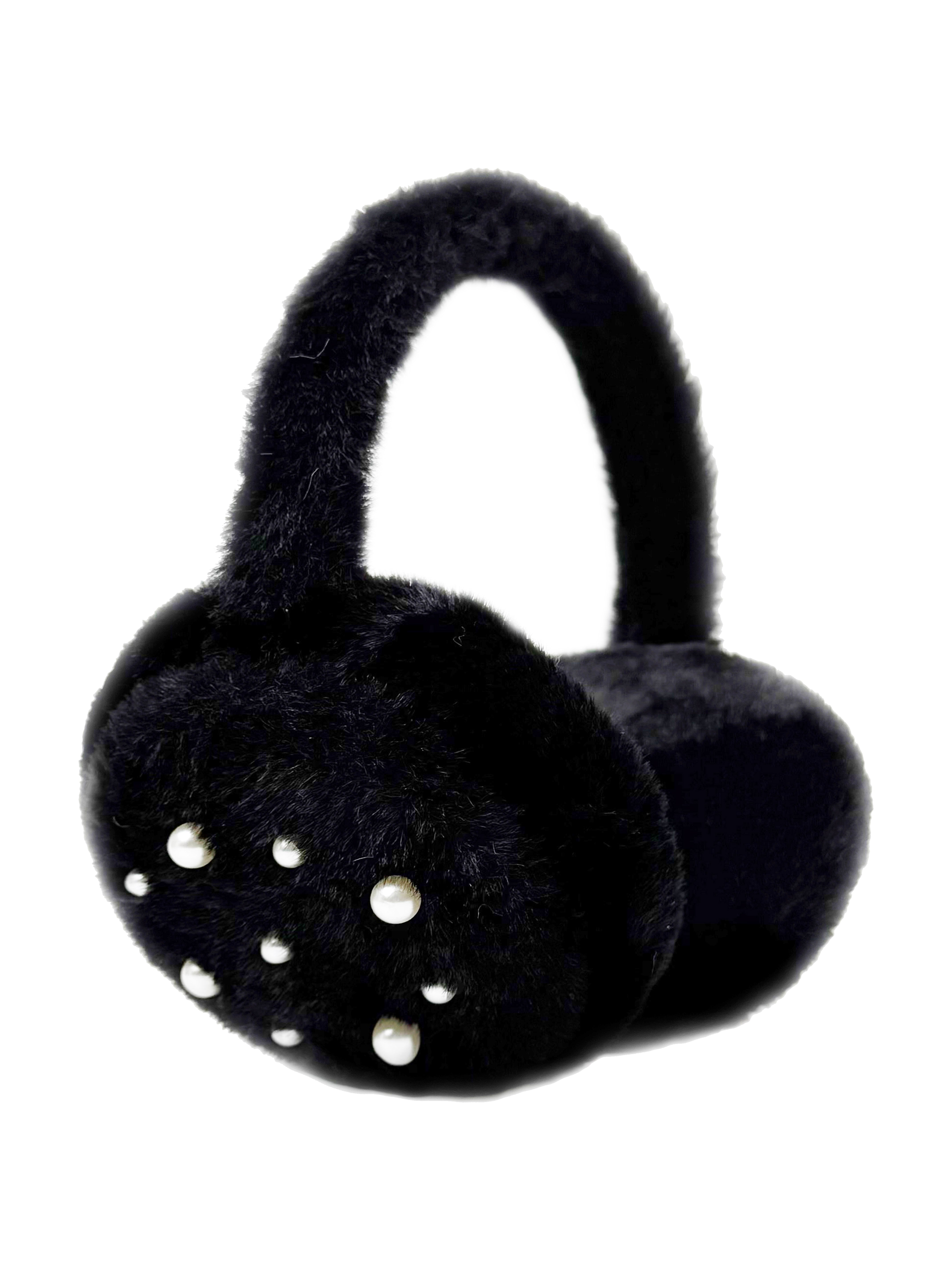 EM2438-096 Fluffy Earmuffs with Pearls Detail