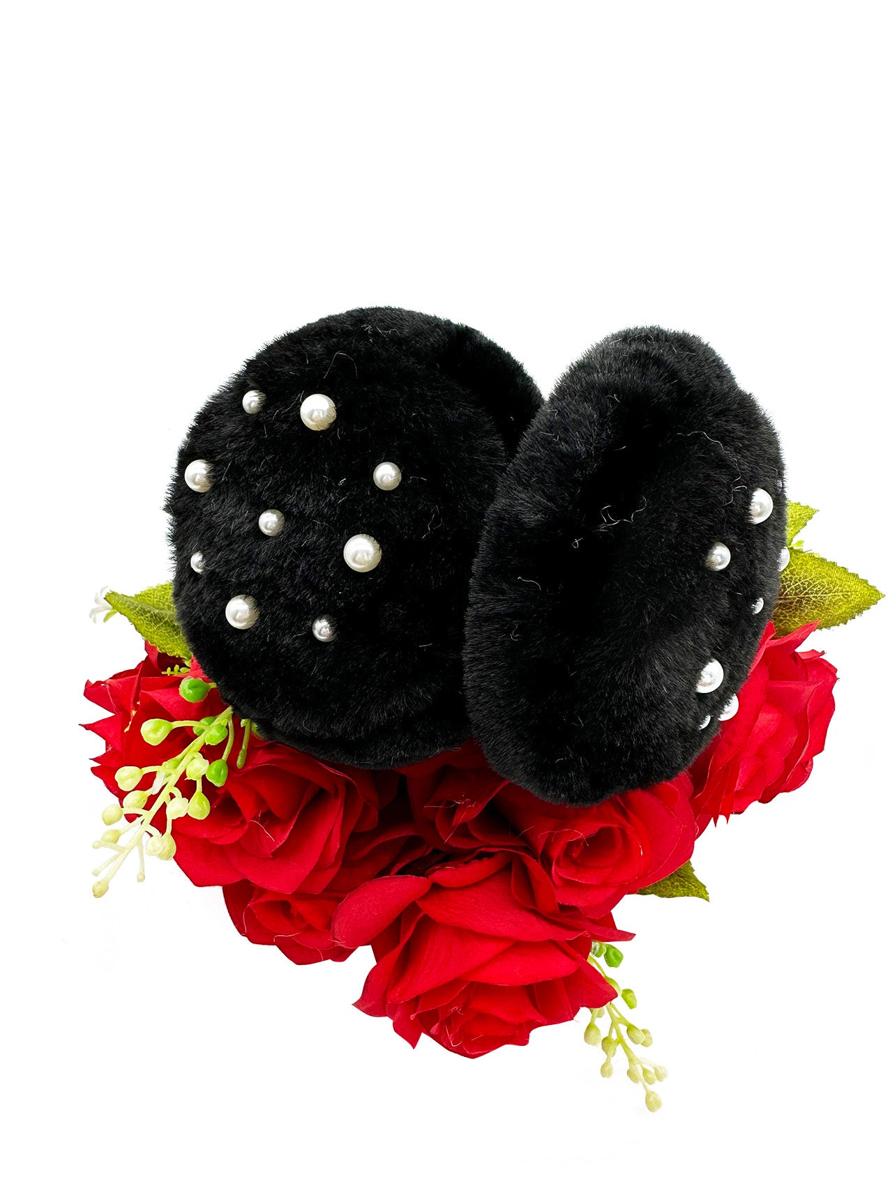 EM2438-096 Fluffy Earmuffs with Pearls Detail