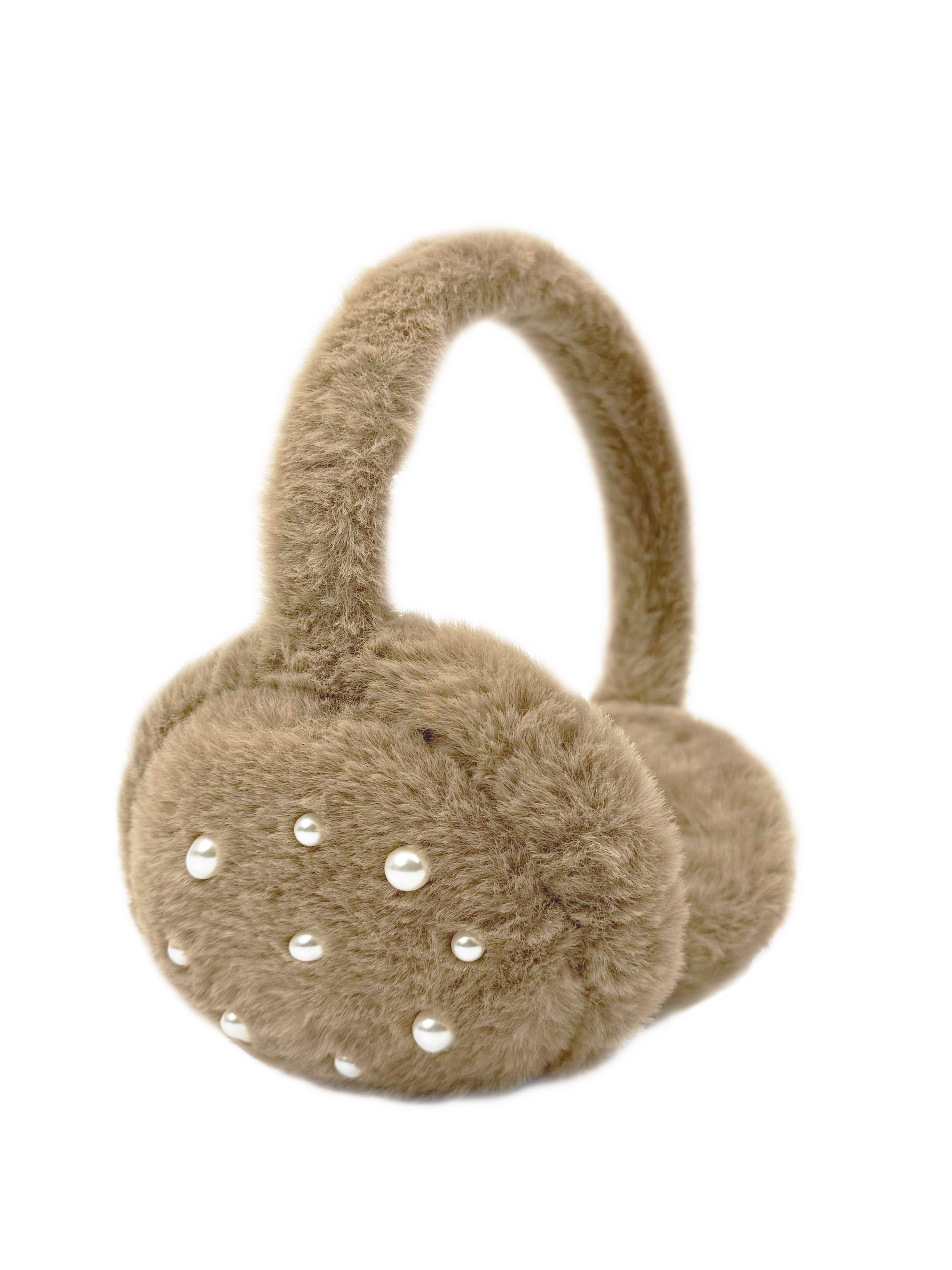 EM2438-096 Fluffy Earmuffs with Pearls Detail