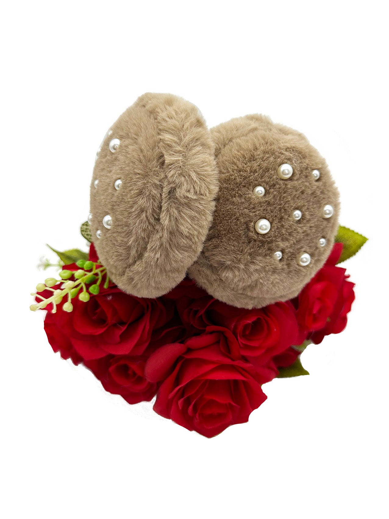 EM2438-096 Fluffy Earmuffs with Pearls Detail