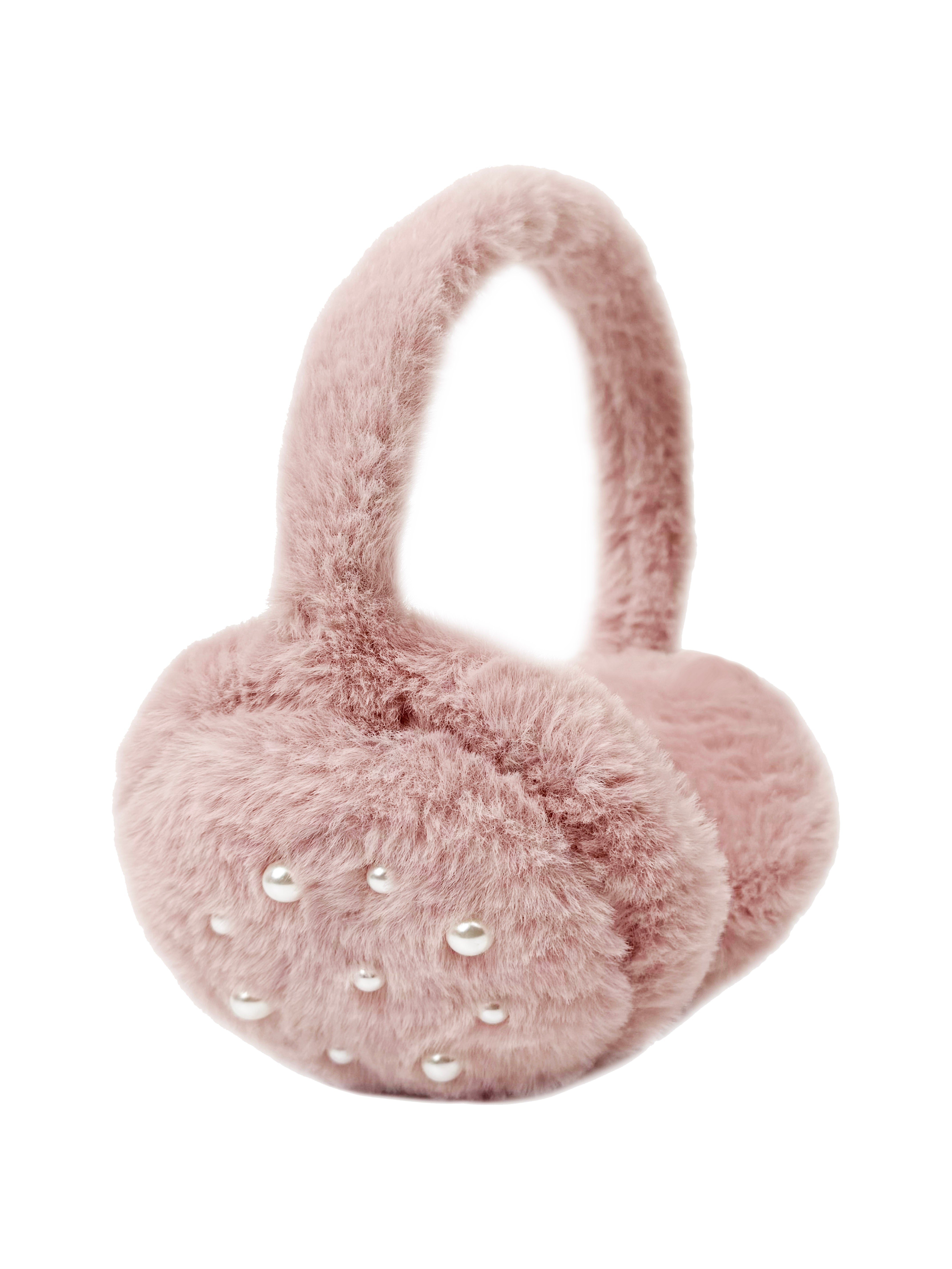 EM2438-096 Fluffy Earmuffs with Pearls Detail