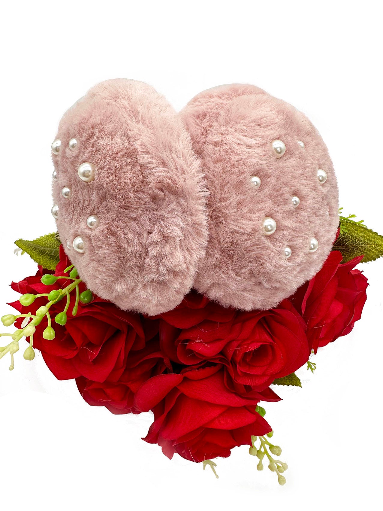 EM2438-096 Fluffy Earmuffs with Pearls Detail