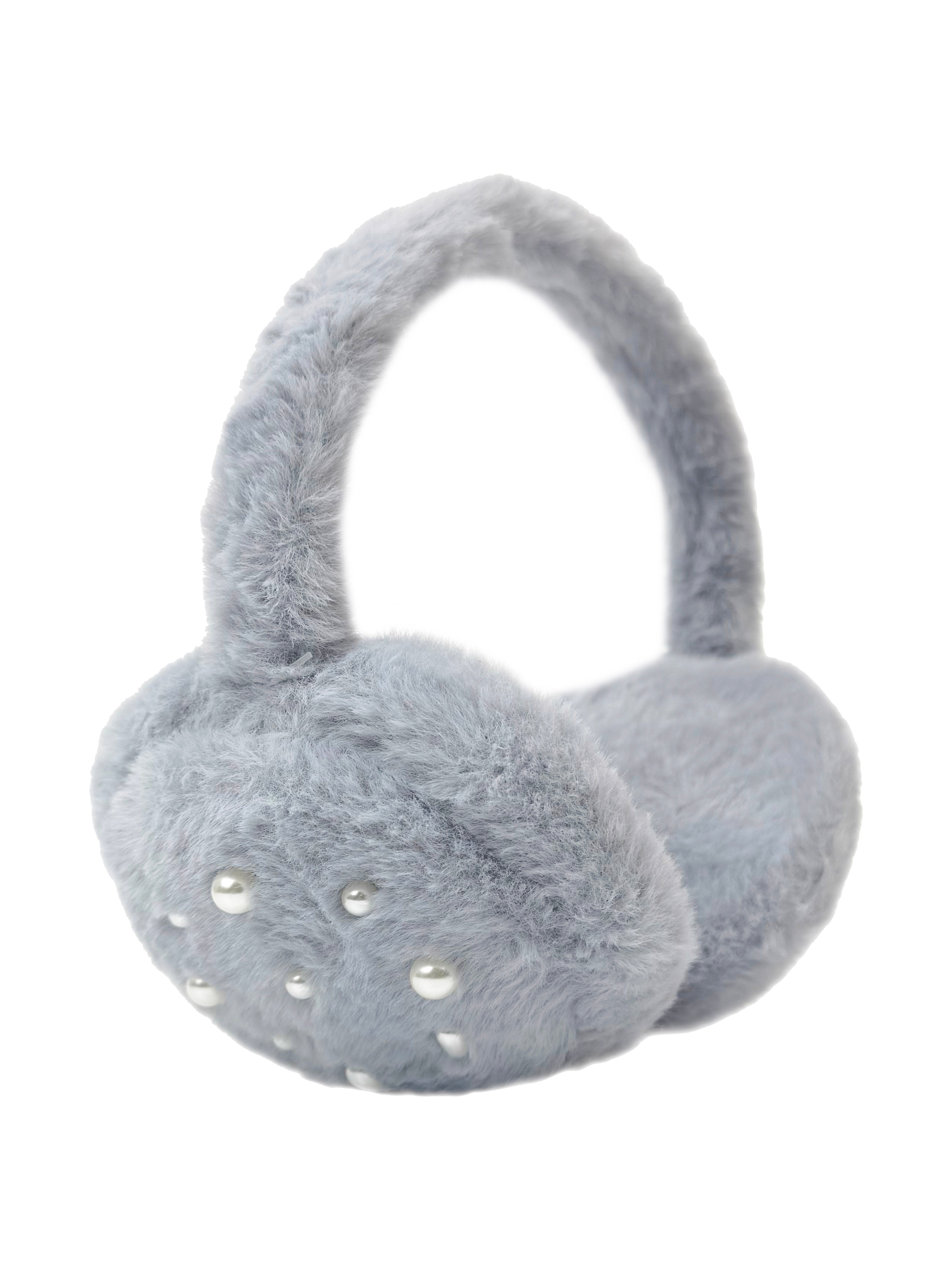 EM2438-096 Fluffy Earmuffs with Pearls Detail