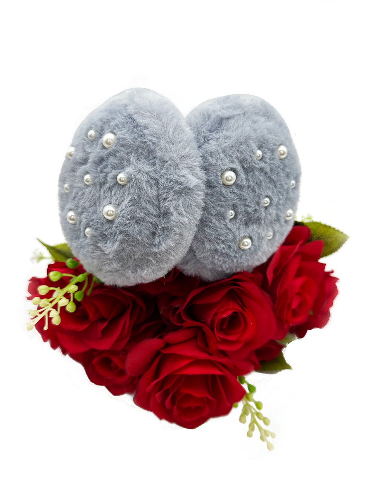 EM2438-096 Fluffy Earmuffs with Pearls Detail