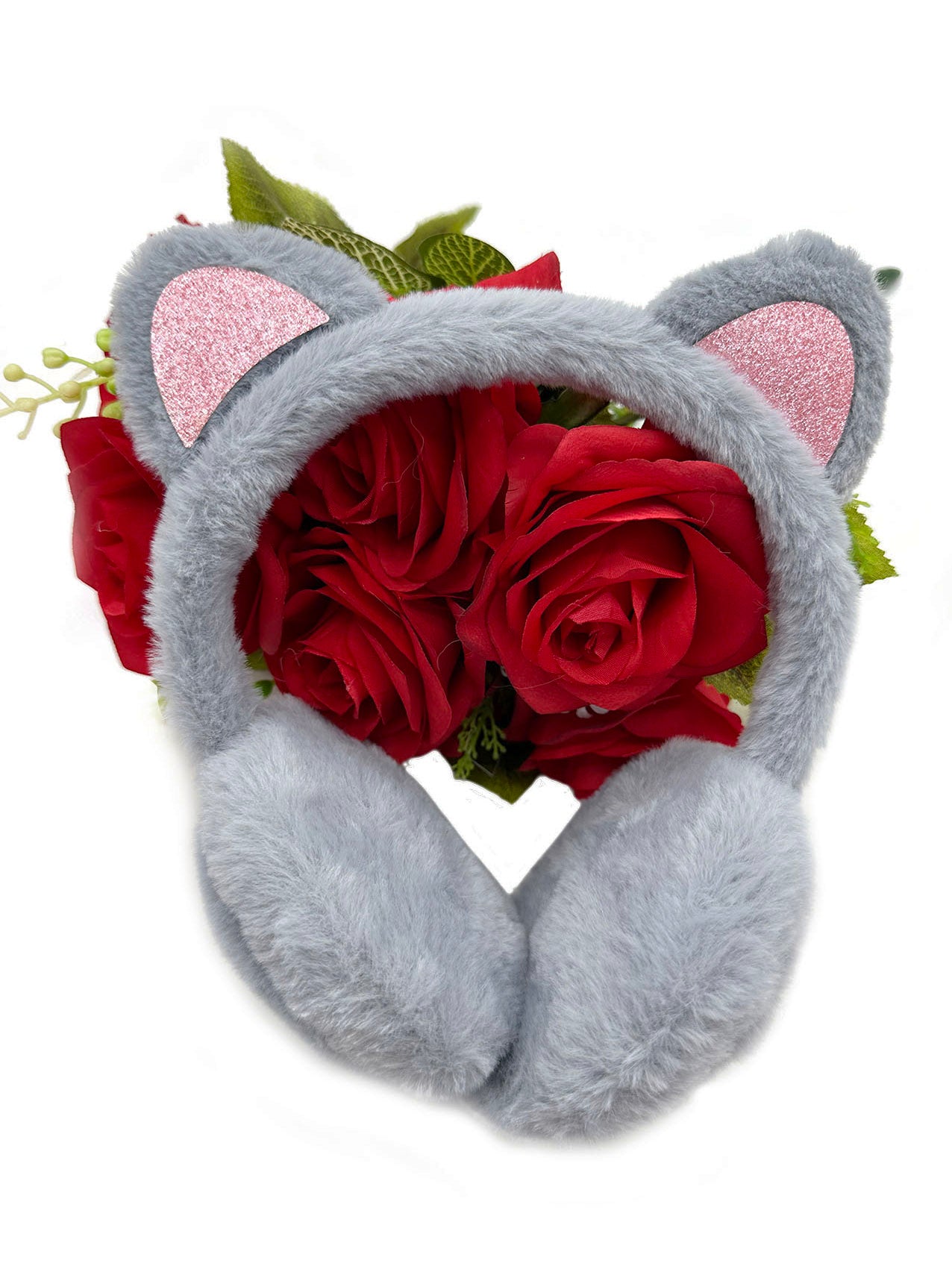 EM2438-098 Glittery Pink Cat Ear Earmuffs