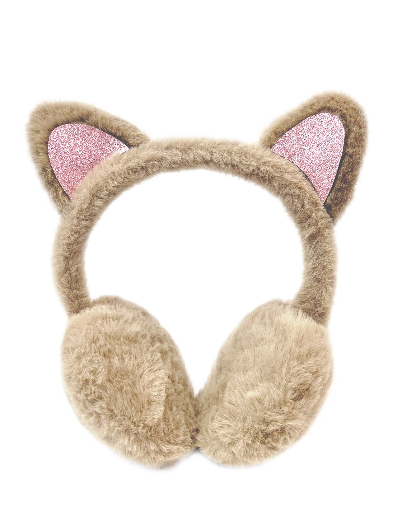 EM2438-098 Glittery Pink Cat Ear Earmuffs