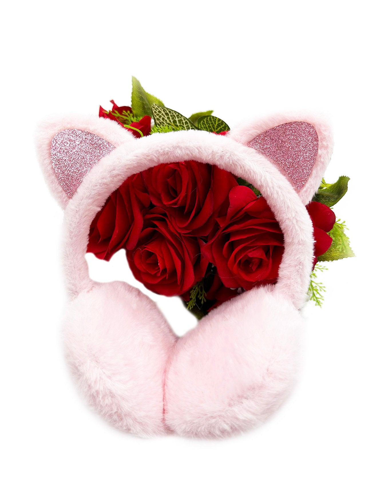 EM2438-098 Glittery Pink Cat Ear Earmuffs