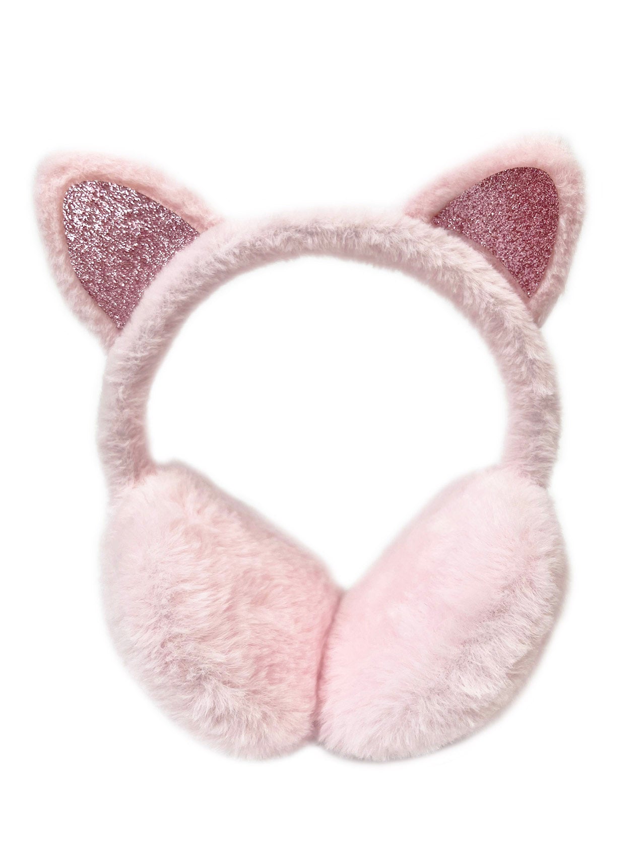 EM2438-098 Glittery Pink Cat Ear Earmuffs