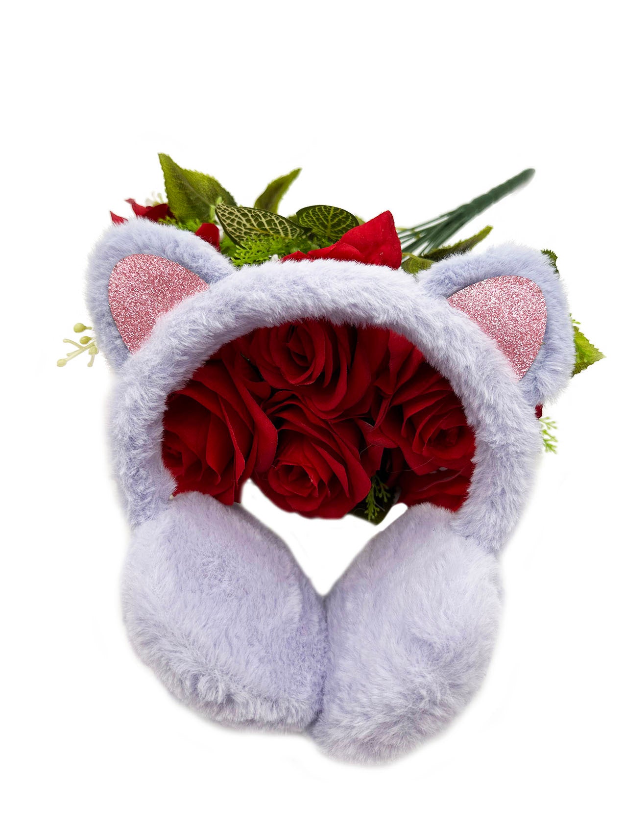 EM2438-098 Glittery Pink Cat Ear Earmuffs