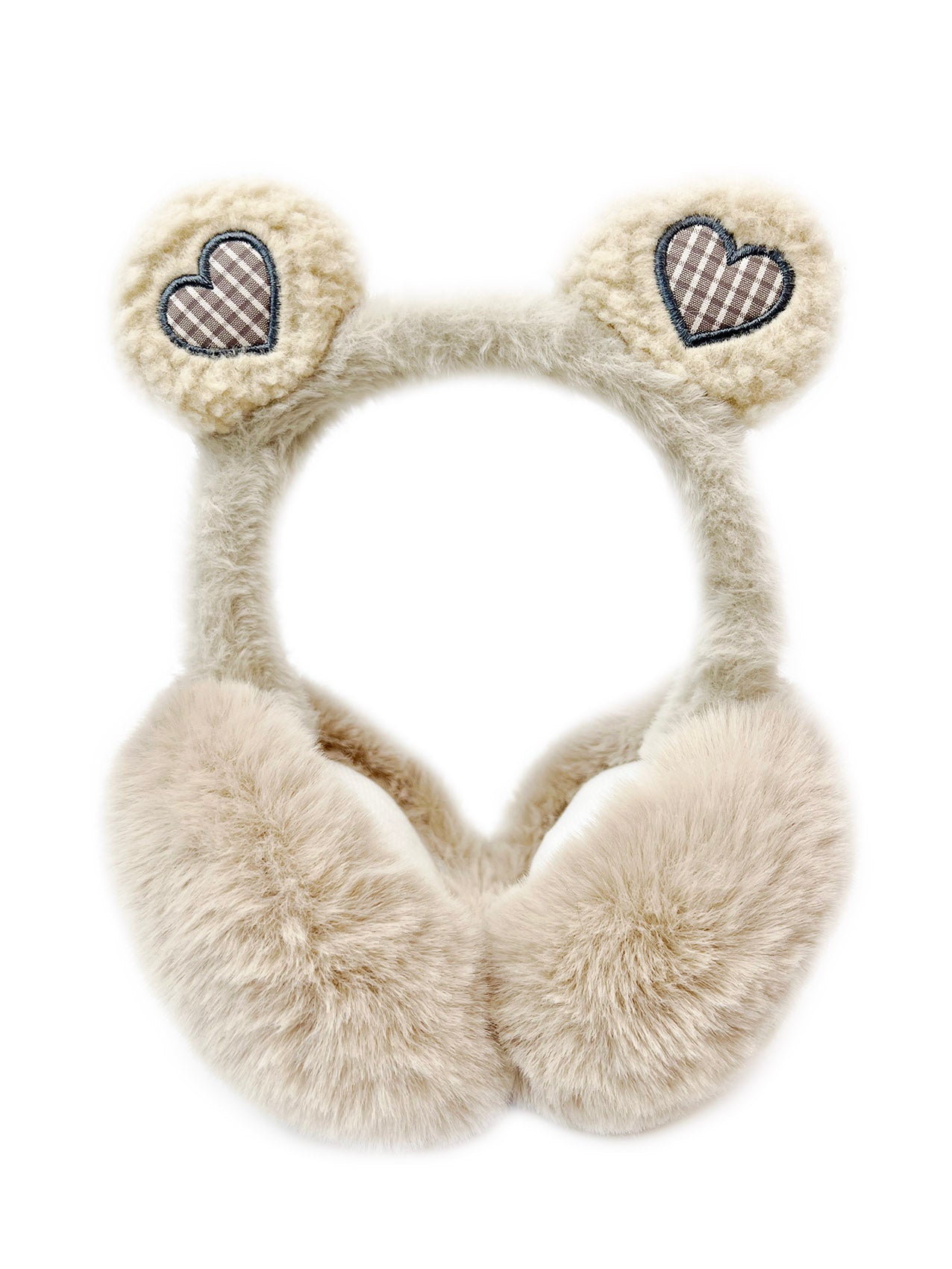 EM2455-099 Plush Foldable Earmuffs With Hearts