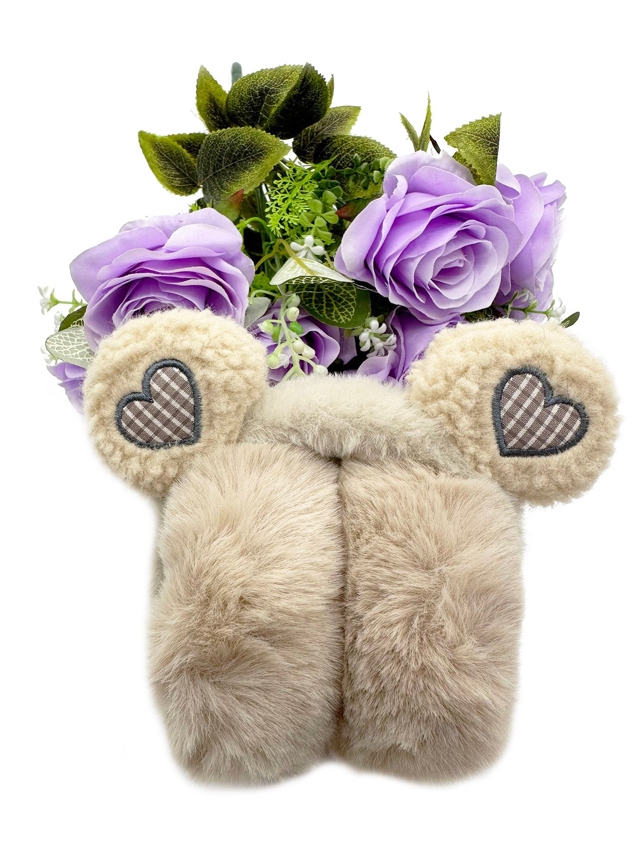 EM2455-099 Plush Foldable Earmuffs With Hearts