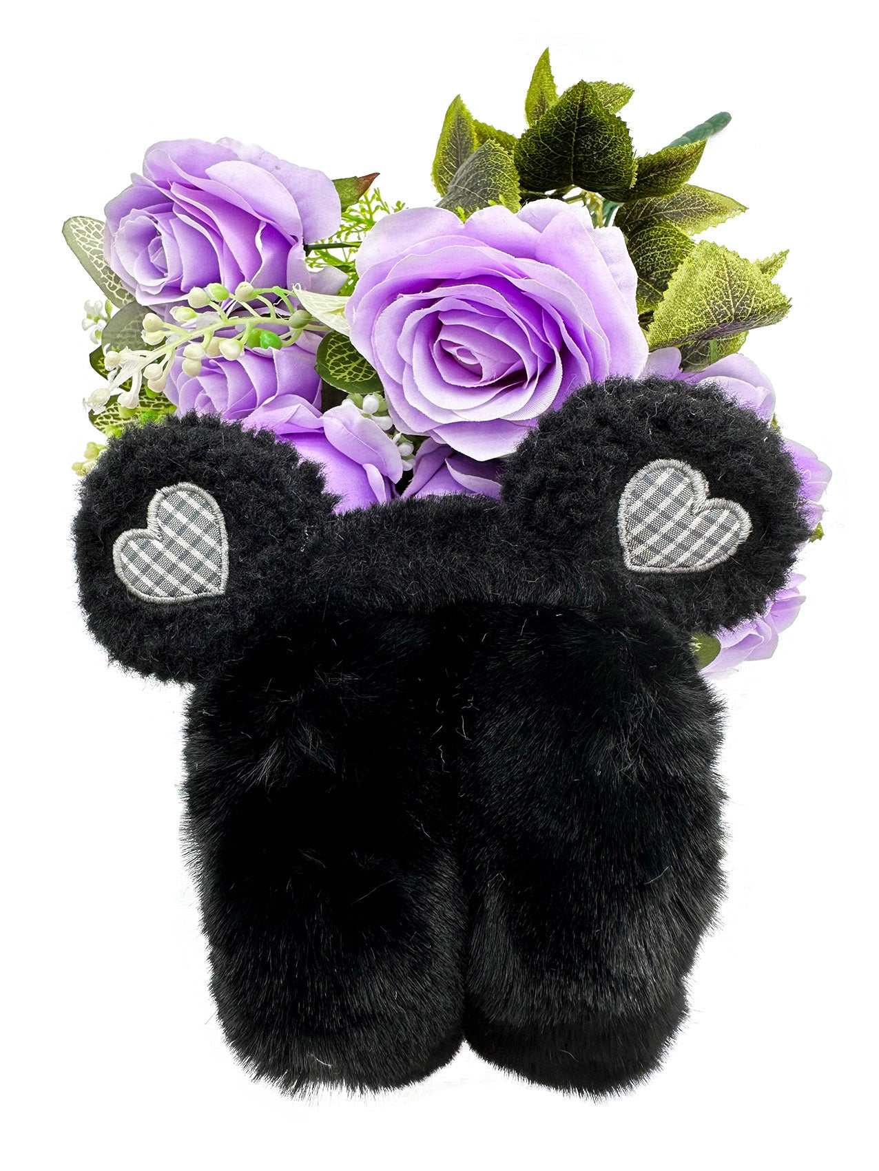 EM2455-099 Plush Foldable Earmuffs With Hearts