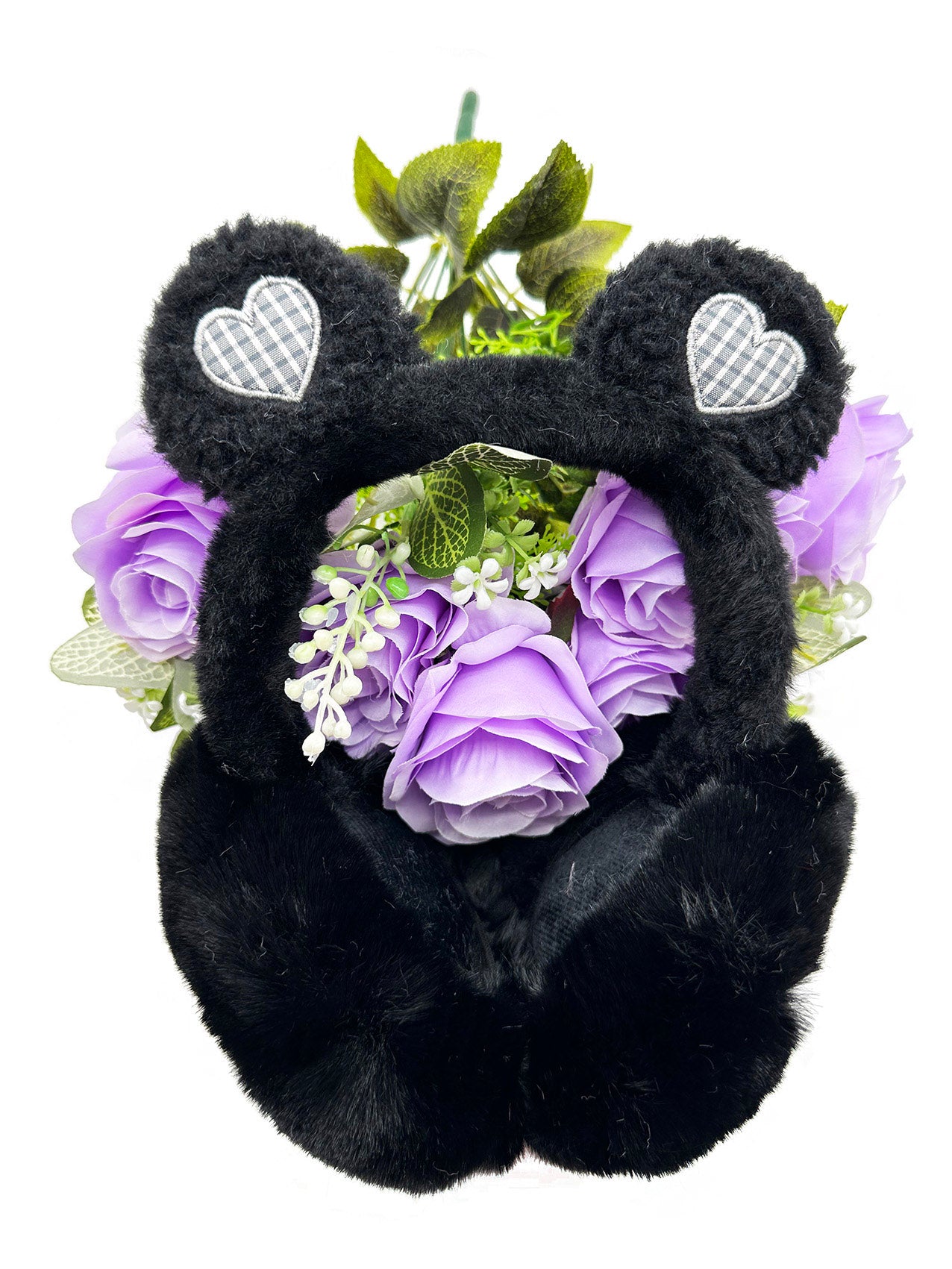 EM2455-099 Plush Foldable Earmuffs With Hearts