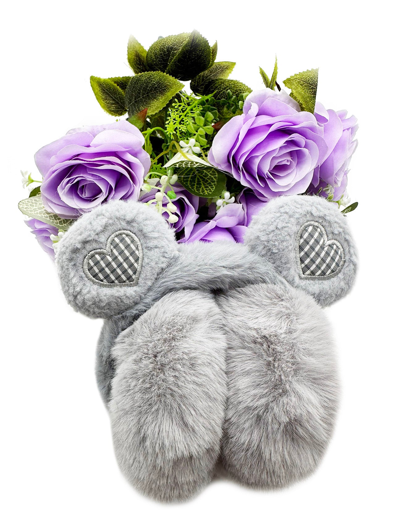 EM2455-099 Plush Foldable Earmuffs With Hearts