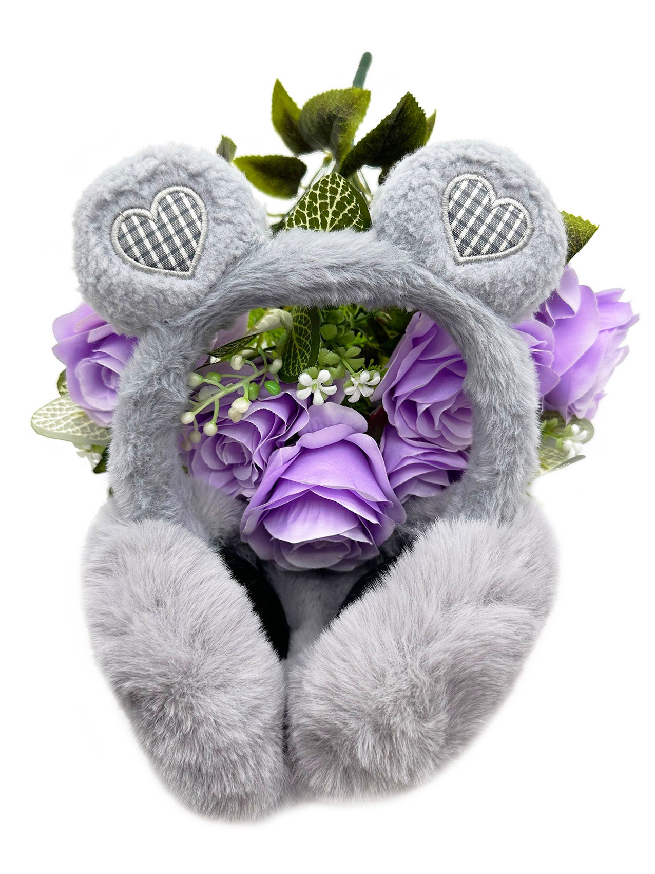 EM2455-099 Plush Foldable Earmuffs With Hearts