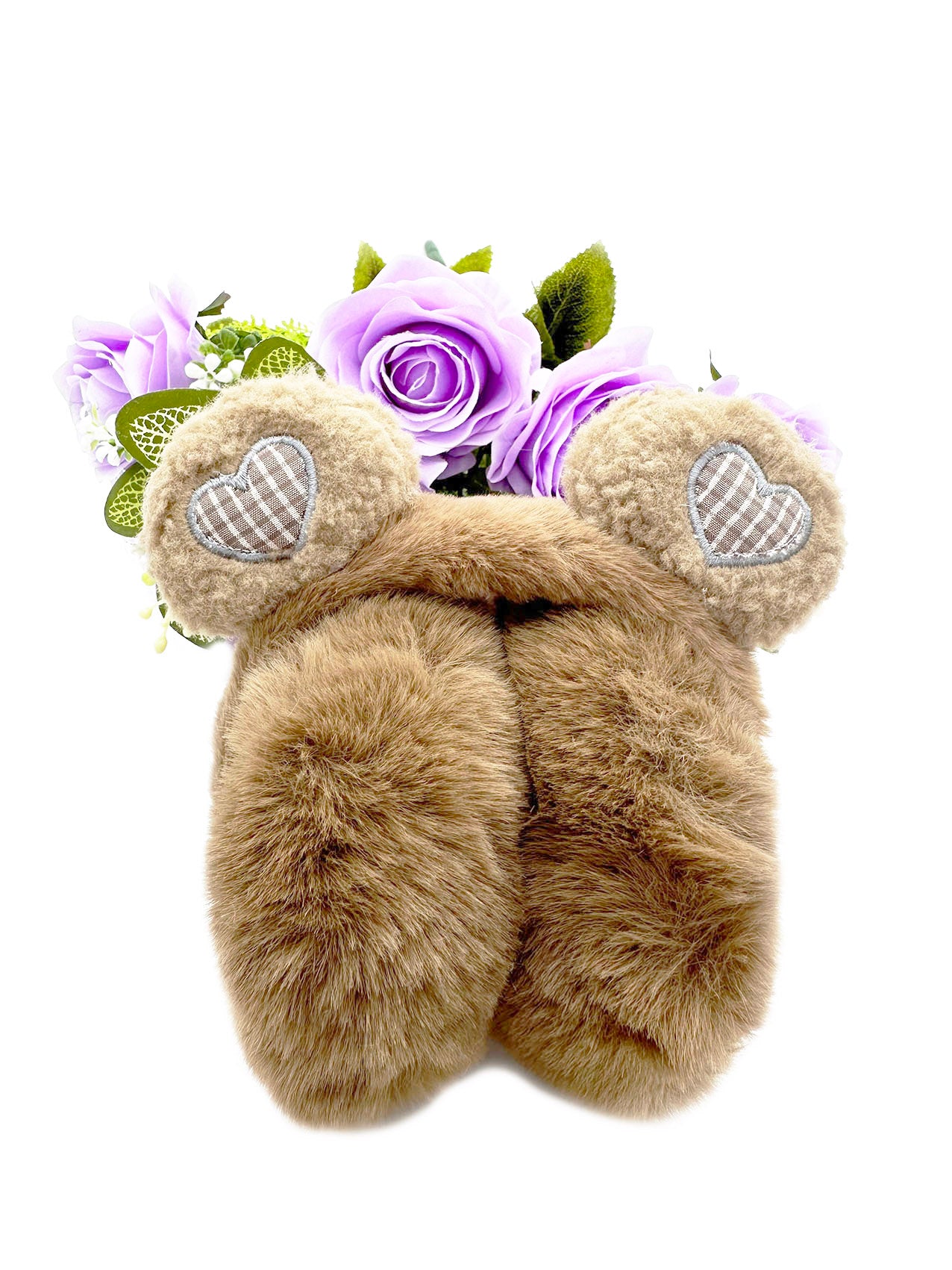 EM2455-099 Plush Foldable Earmuffs With Hearts