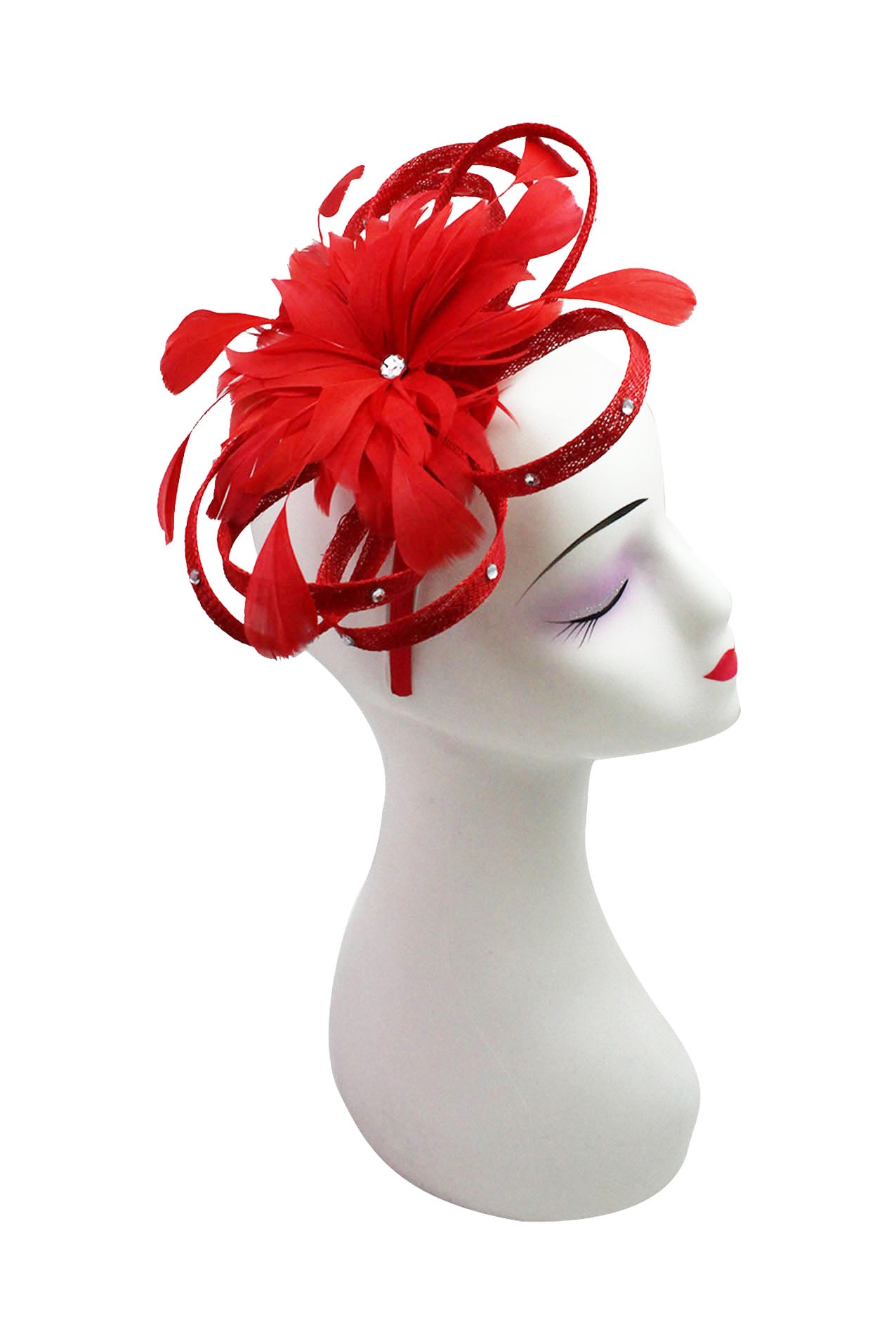 FT20145-011 Diamante Centred Feather Flower Fascinator