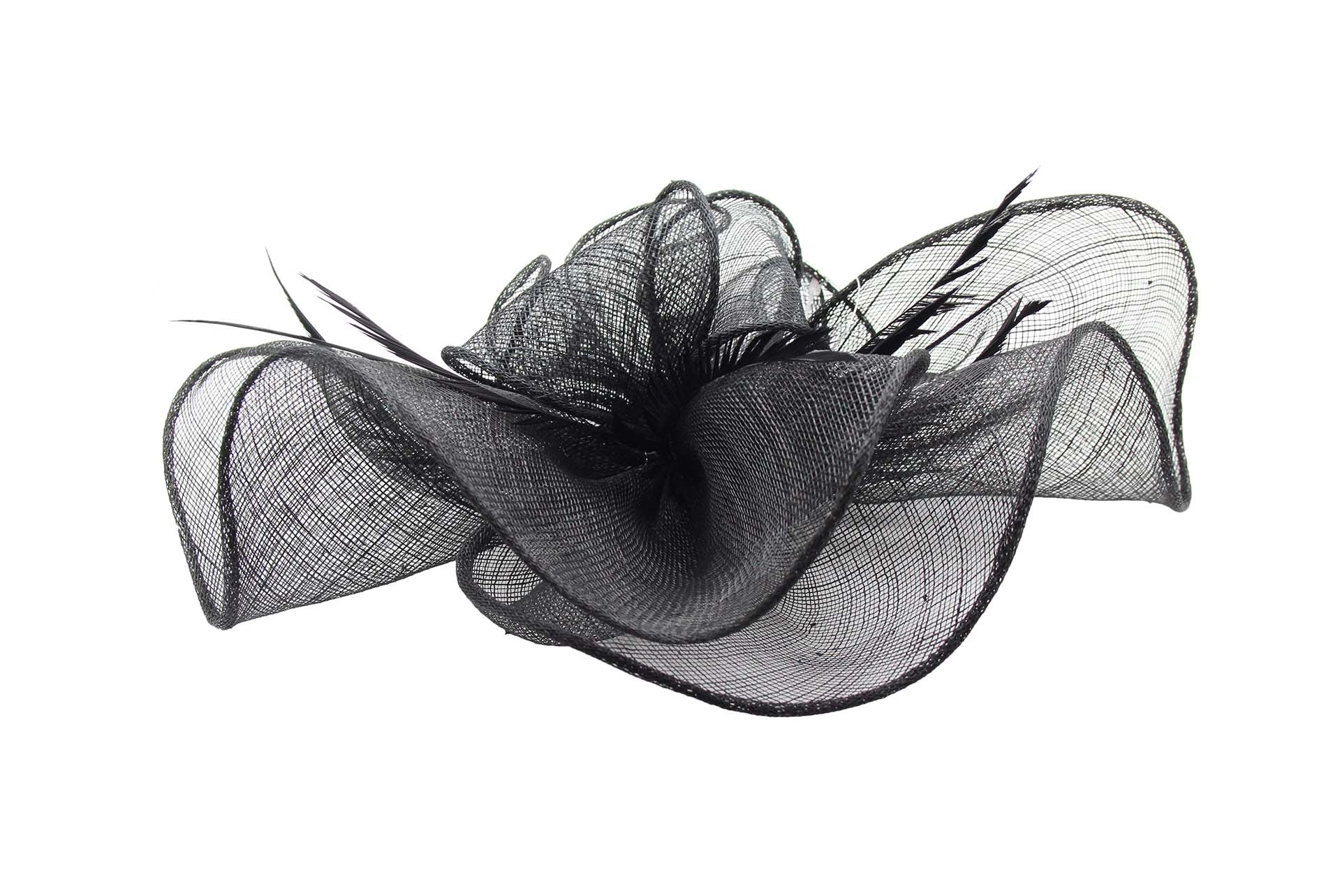 FT2024-007 Large Ruffles Trimmed Edge Sinamay Fascinator