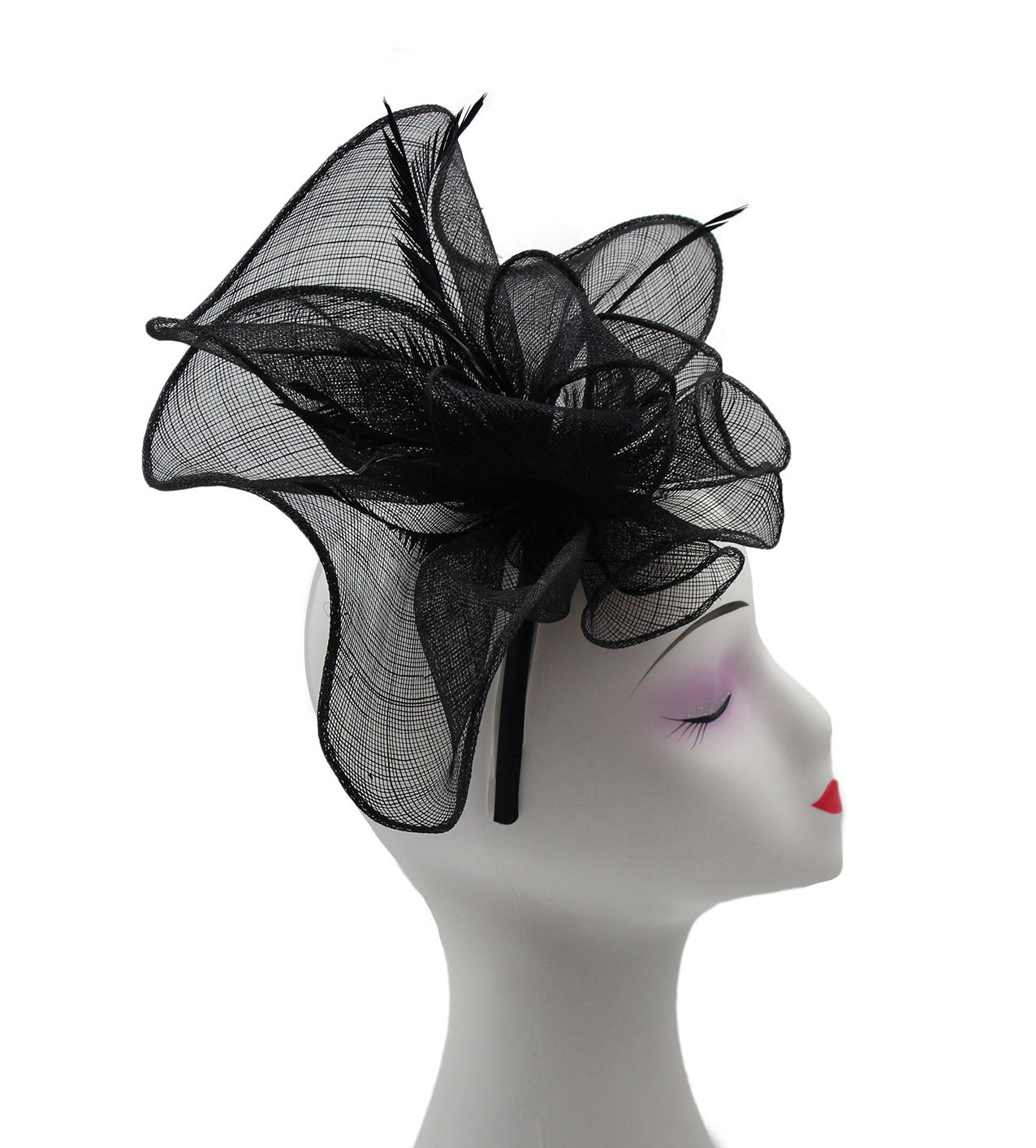 FT2024-007 Large Ruffles Trimmed Edge Sinamay Fascinator