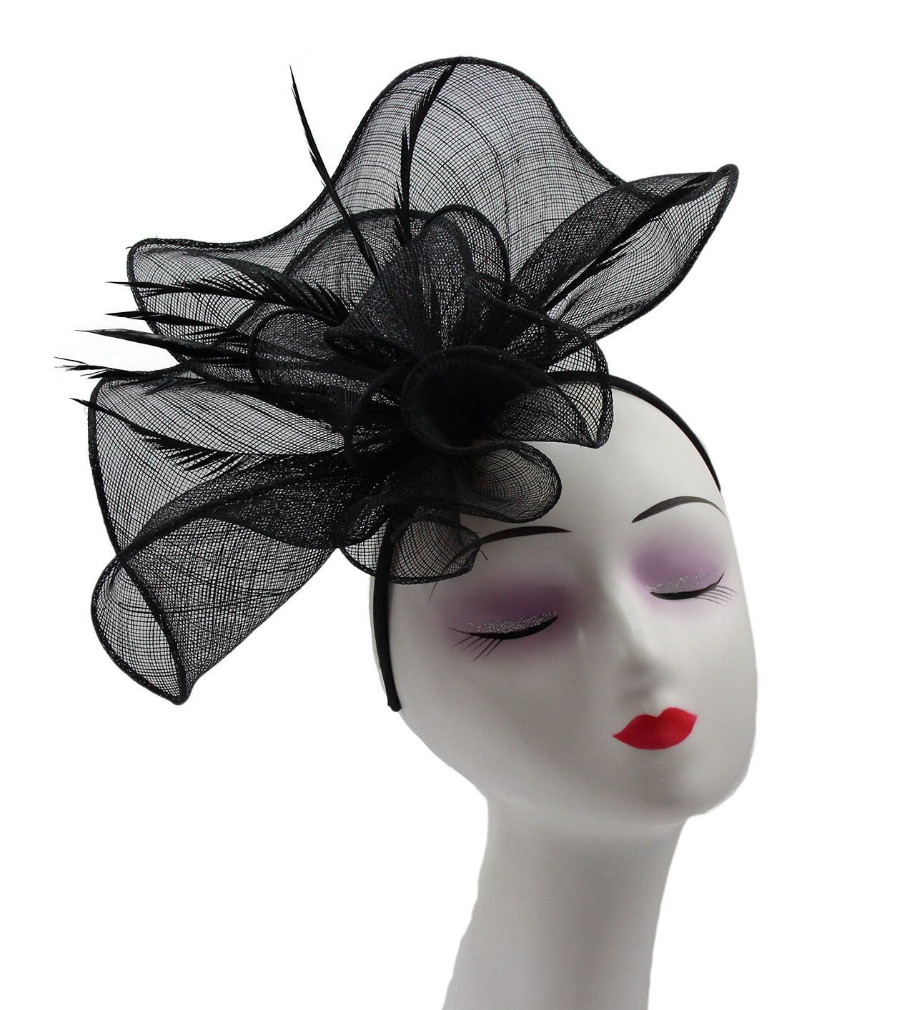 FT2024-007 Large Ruffles Trimmed Edge Sinamay Fascinator