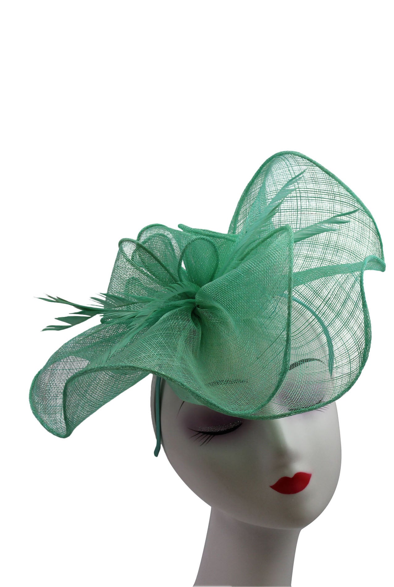 FT2024-007 Large Ruffles Trimmed Edge Sinamay Fascinator