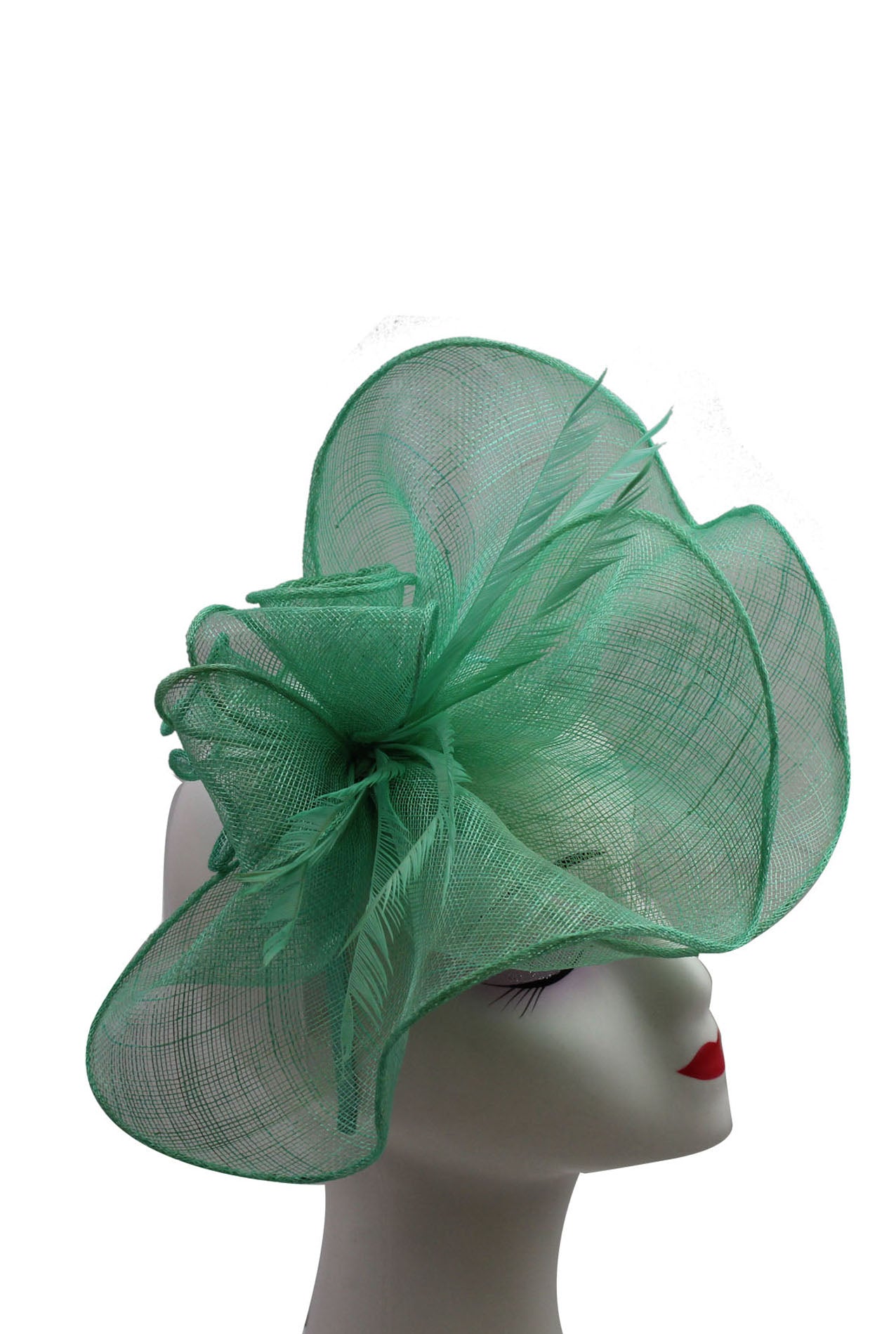 FT2024-007 Large Ruffles Trimmed Edge Sinamay Fascinator