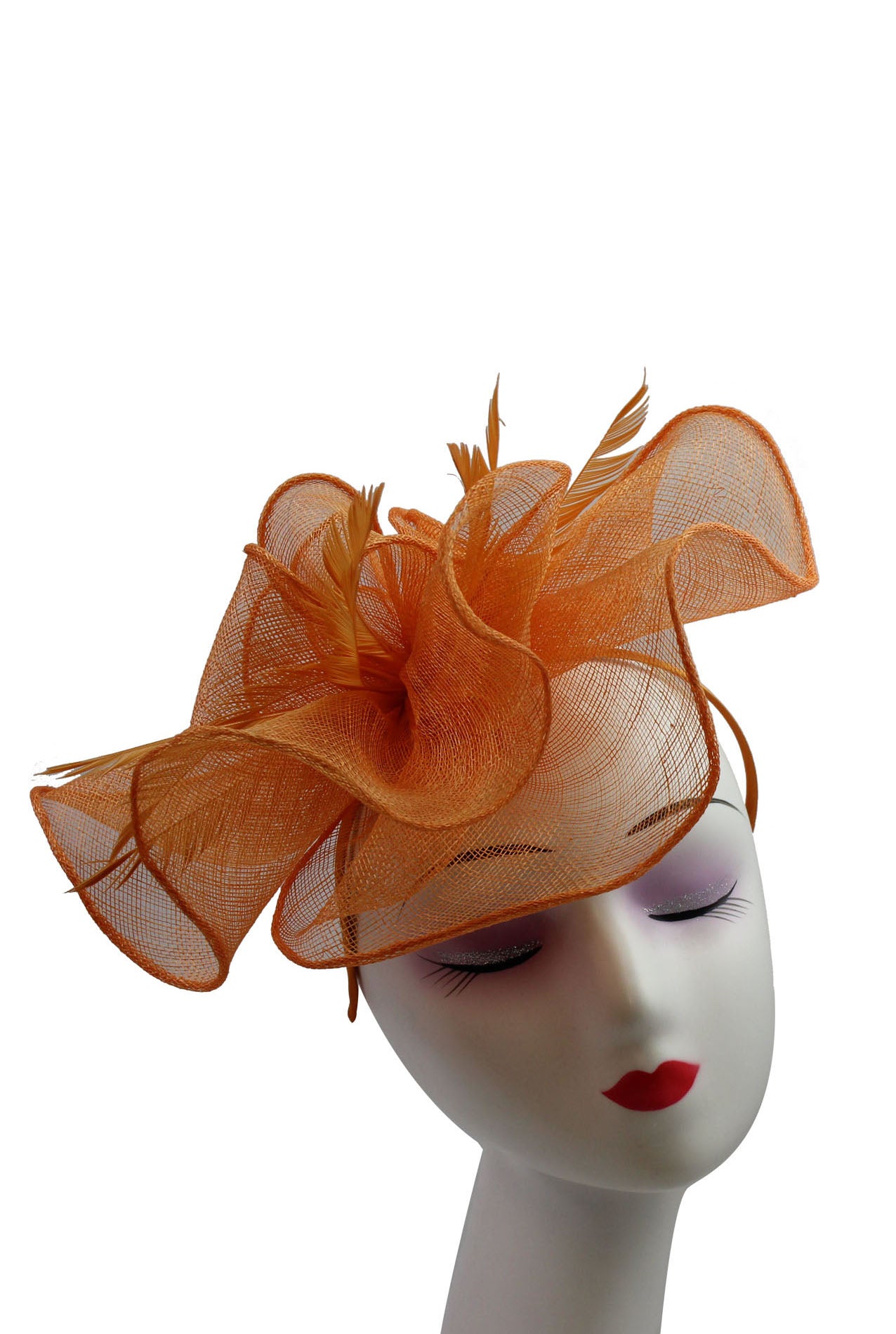 FT2024-007 Large Ruffles Trimmed Edge Sinamay Fascinator