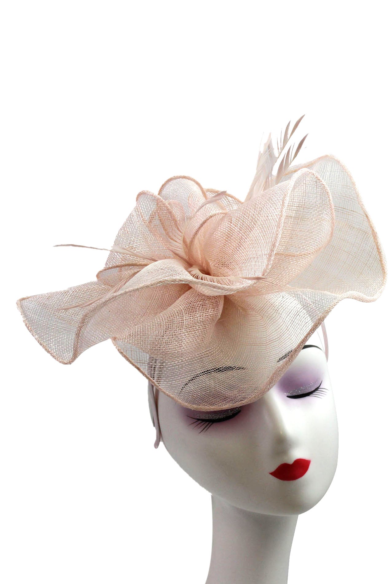 FT2024-007 Large Ruffles Trimmed Edge Sinamay Fascinator