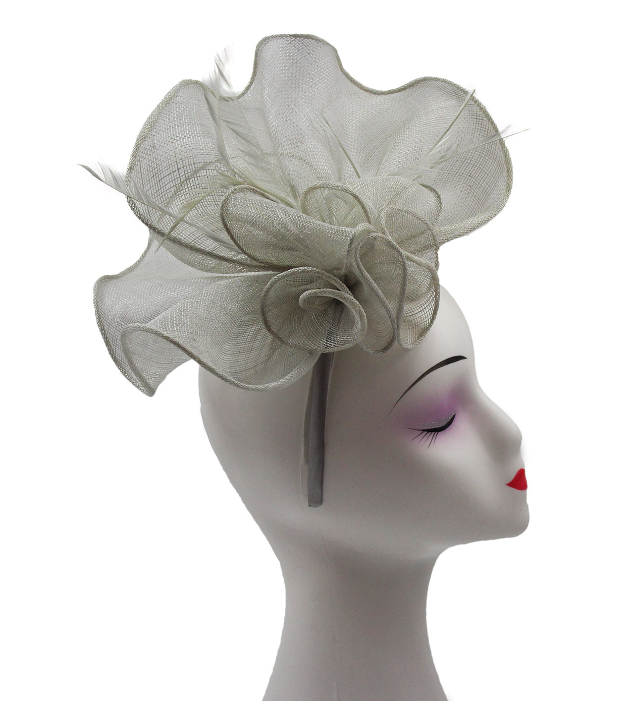 FT2024-007 Large Ruffles Trimmed Edge Sinamay Fascinator