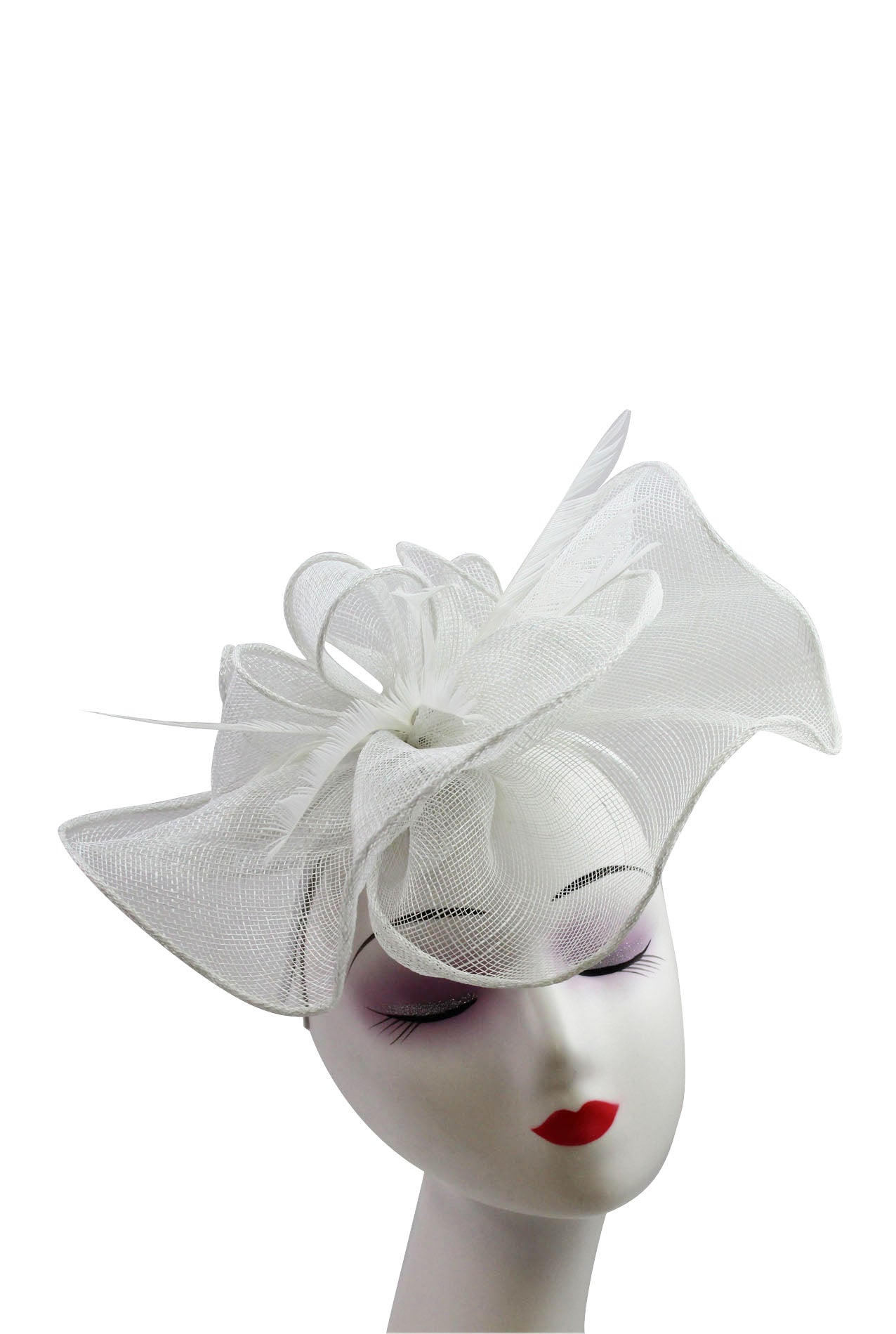 FT2024-007 Large Ruffles Trimmed Edge Sinamay Fascinator