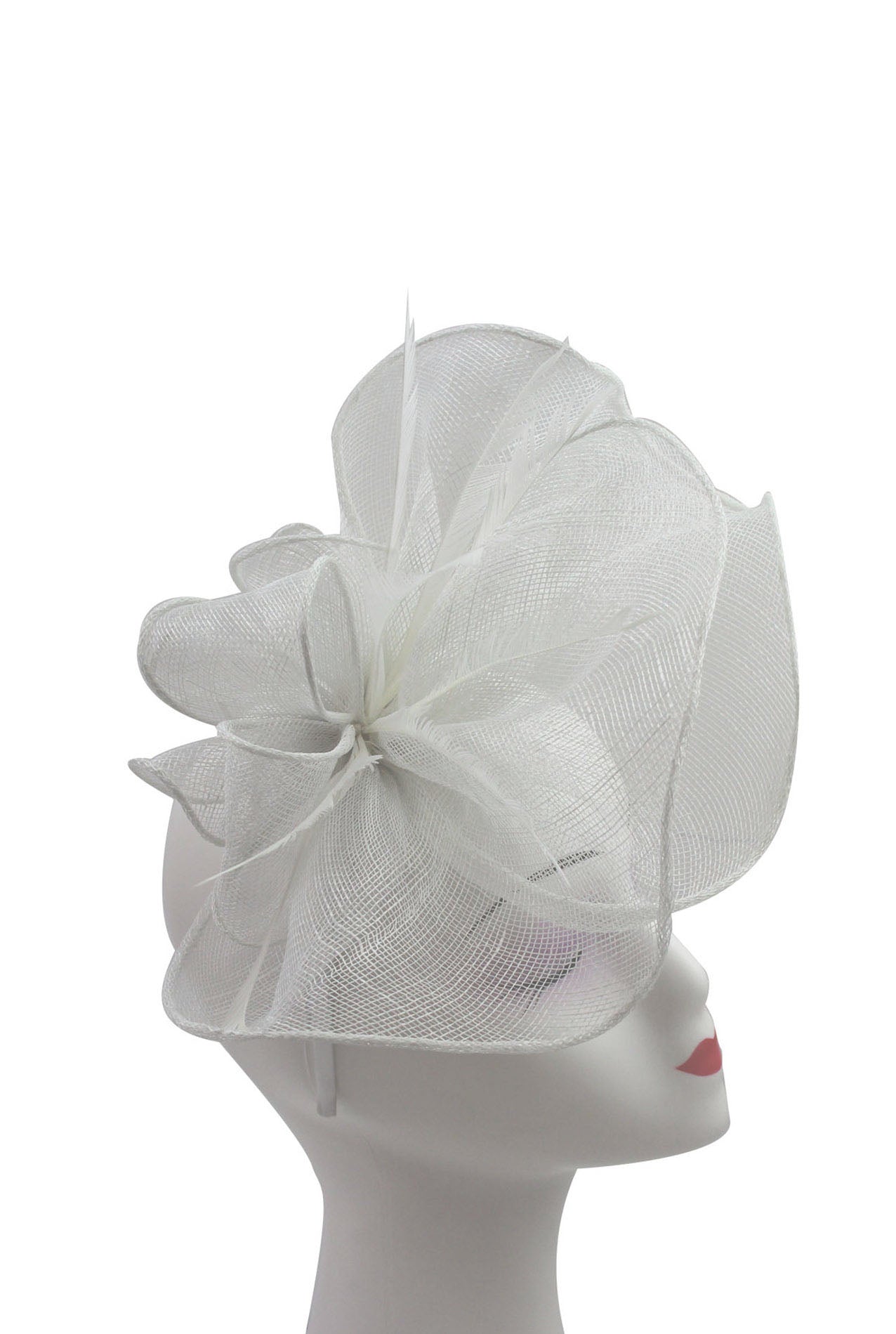 FT2024-007 Large Ruffles Trimmed Edge Sinamay Fascinator