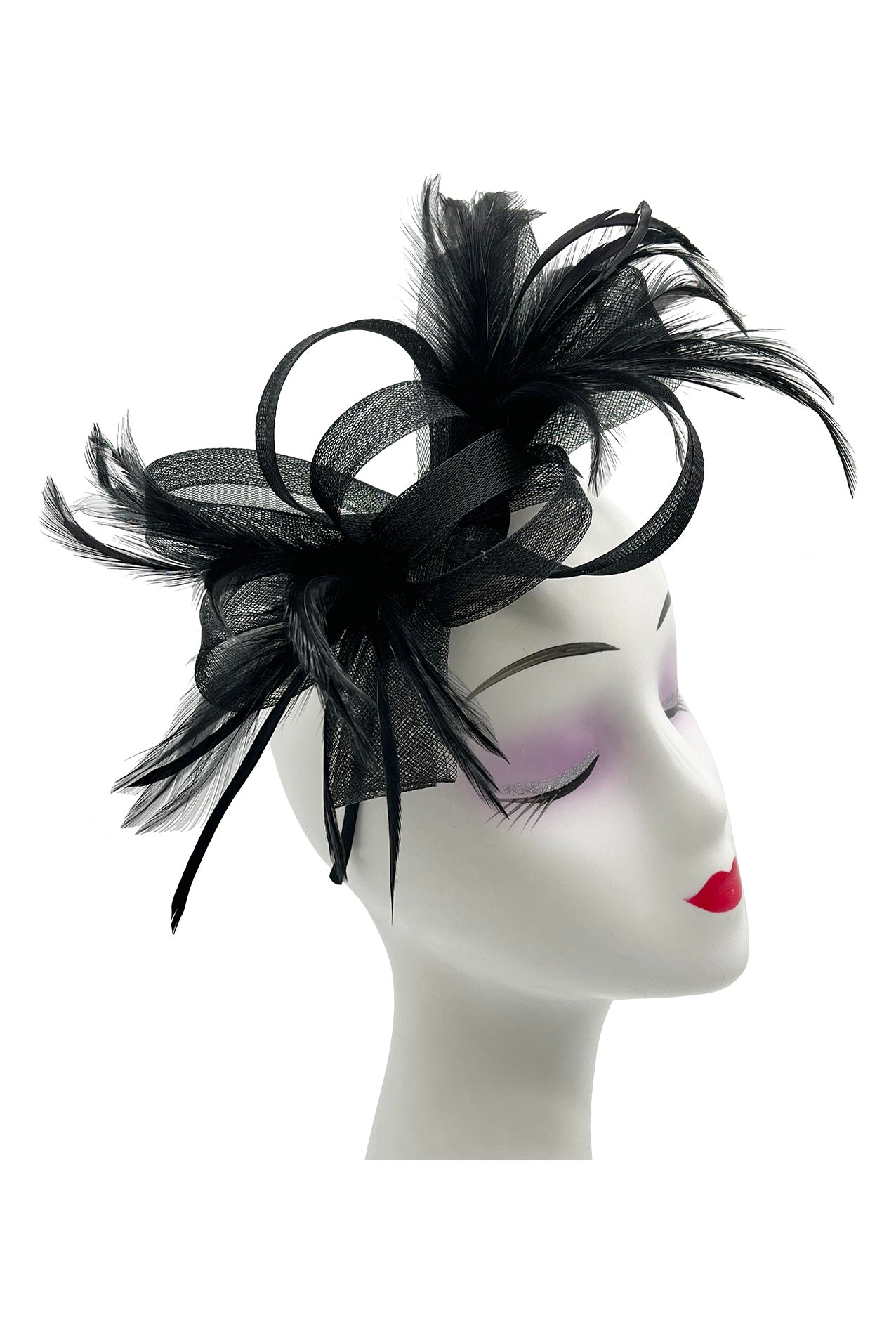 FT2056-019 Loop Bow Fascinator with Feathers