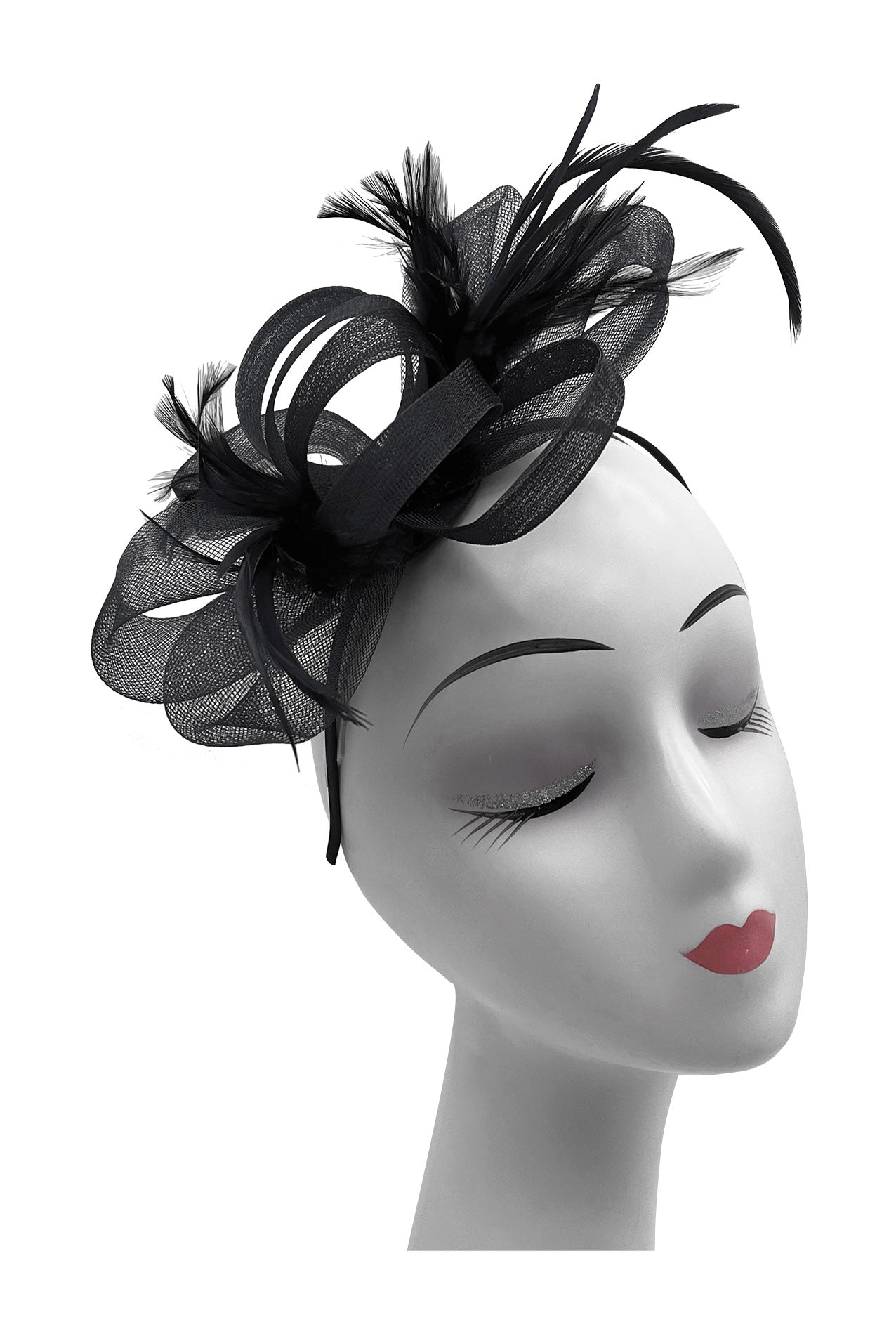 FT2056-019 Loop Bow Fascinator with Feathers