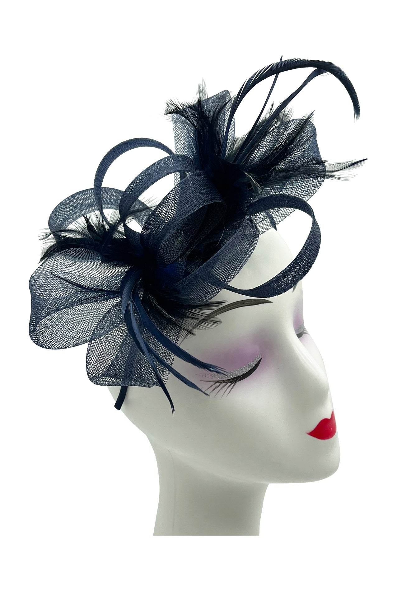 FT2056-019 Loop Bow Fascinator with Feathers