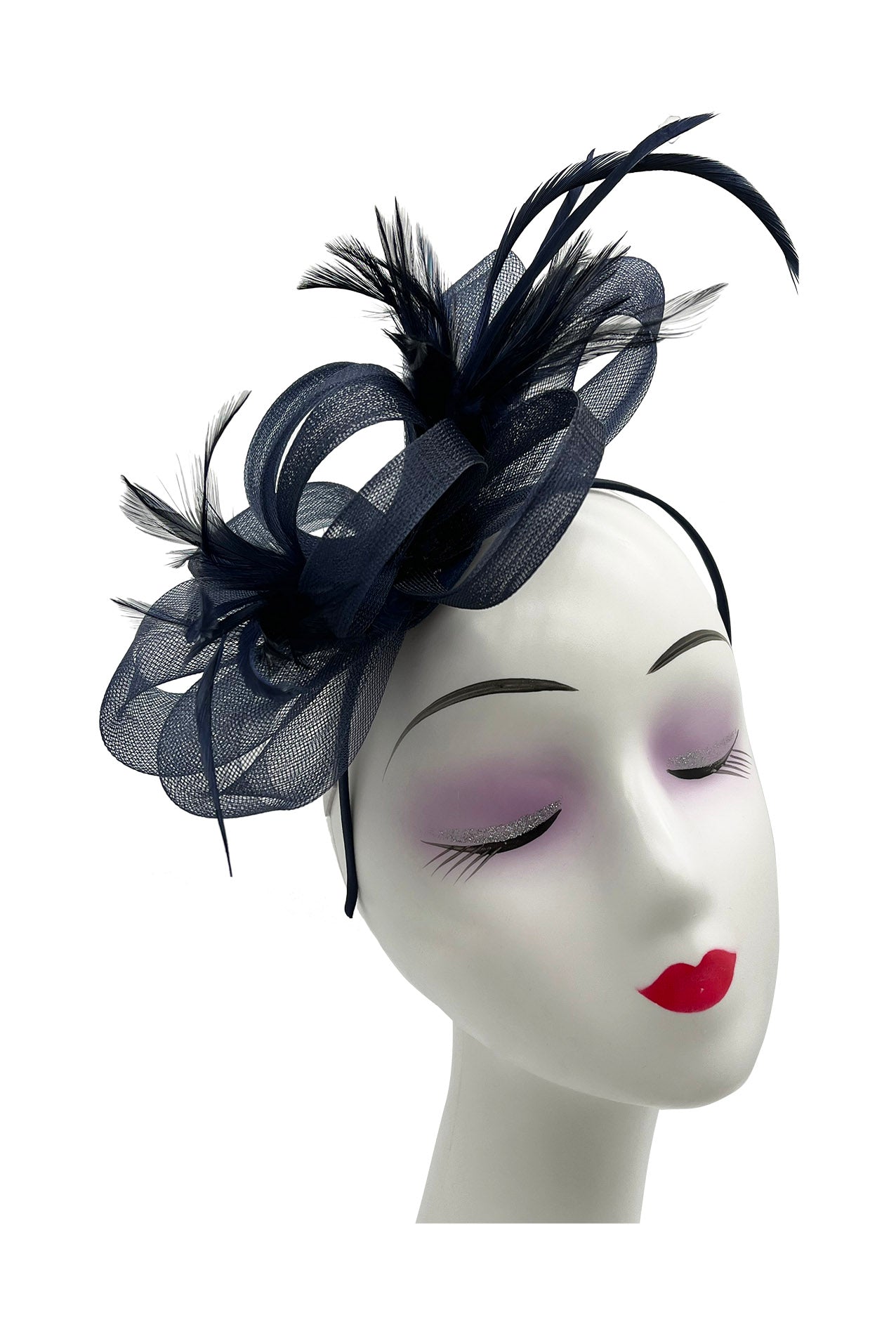 FT2056-019 Loop Bow Fascinator with Feathers