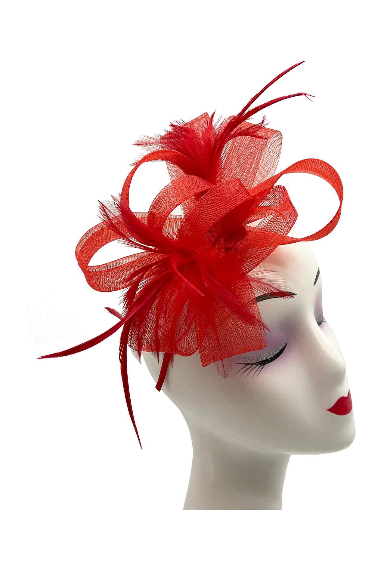 FT2056-019 Loop Bow Fascinator with Feathers