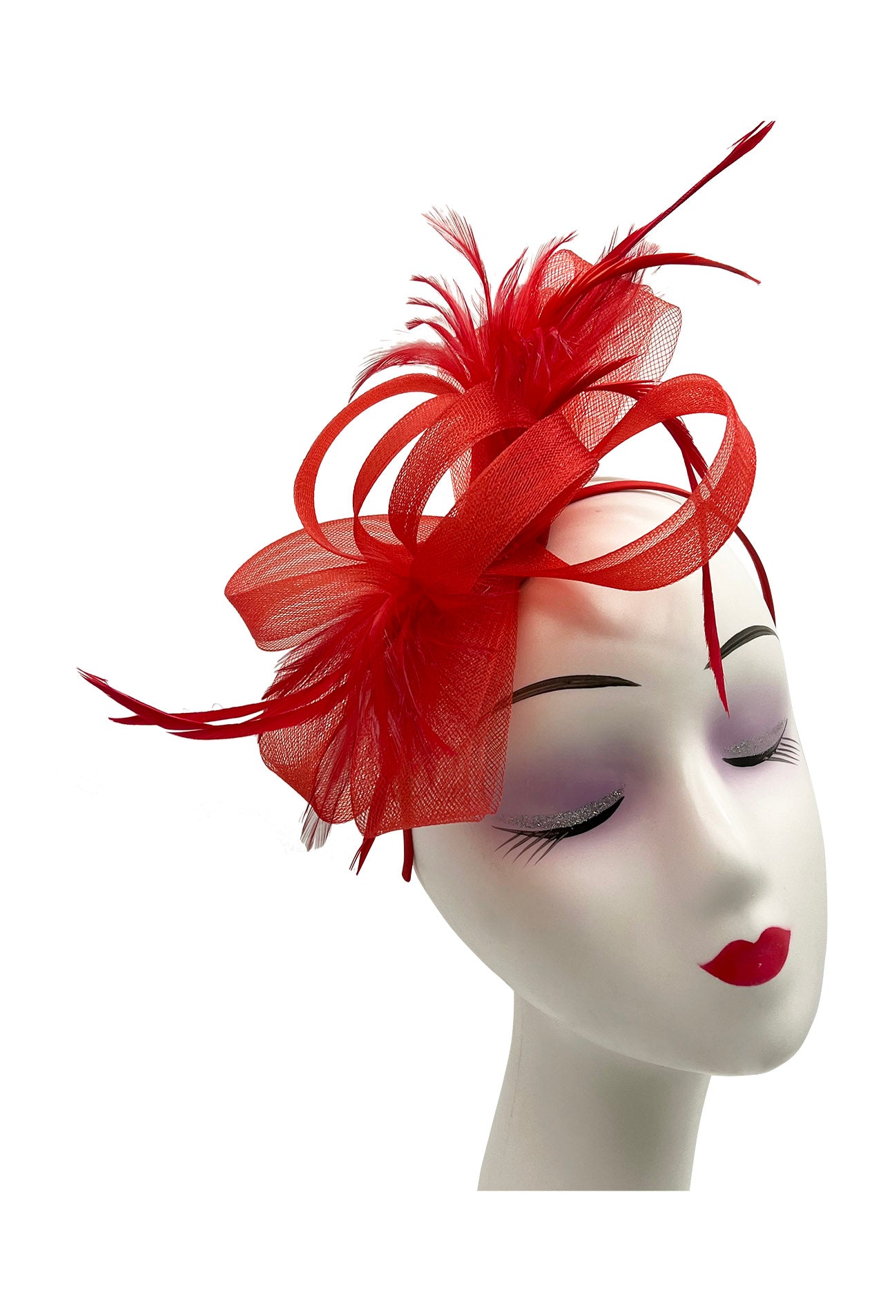 FT2056-019 Loop Bow Fascinator with Feathers