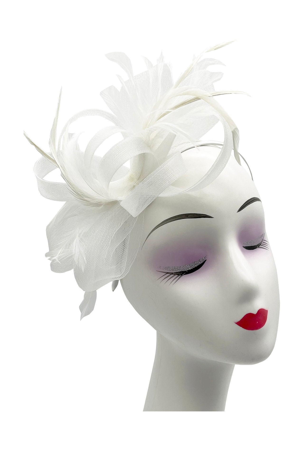 FT2056-019 Loop Bow Fascinator with Feathers