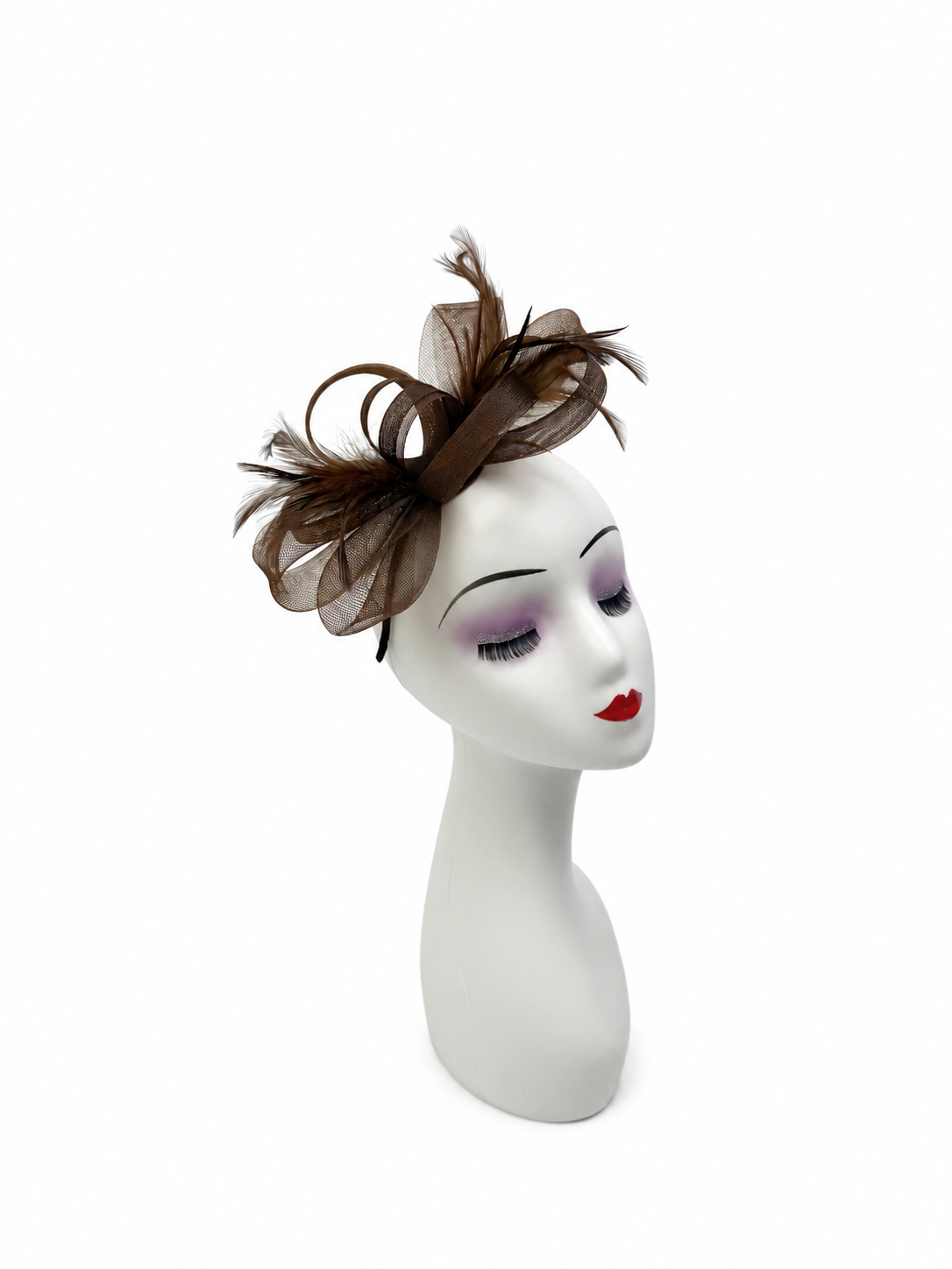 FT2056-019 Loop Bow Fascinator with Feathers