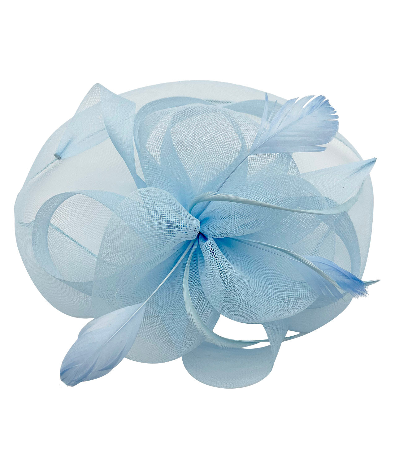 FT210-B Large Mesh Net Fascinator with Side Flower & Feather
